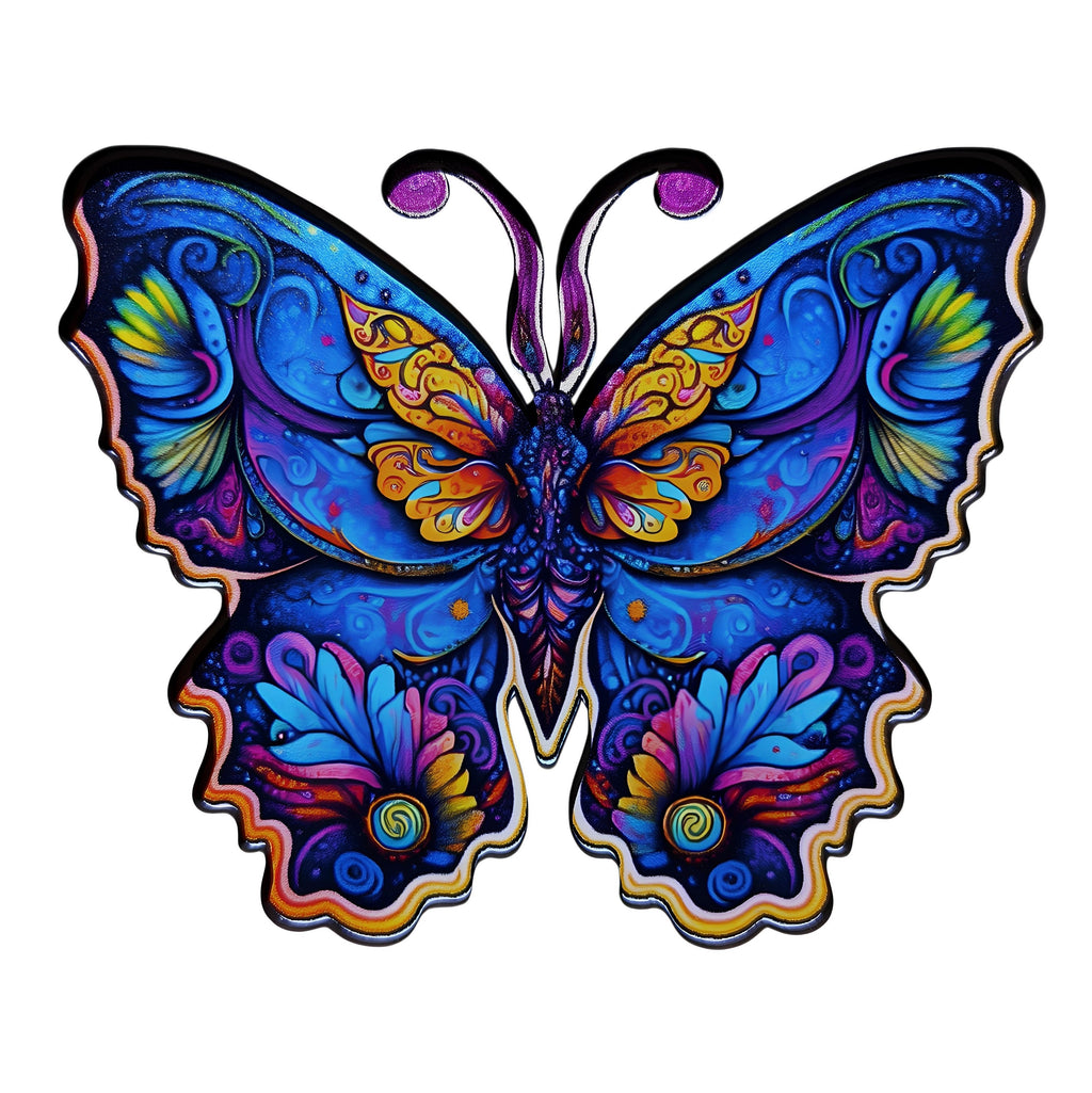 Puzzle Drewniane Niebieski Motyl