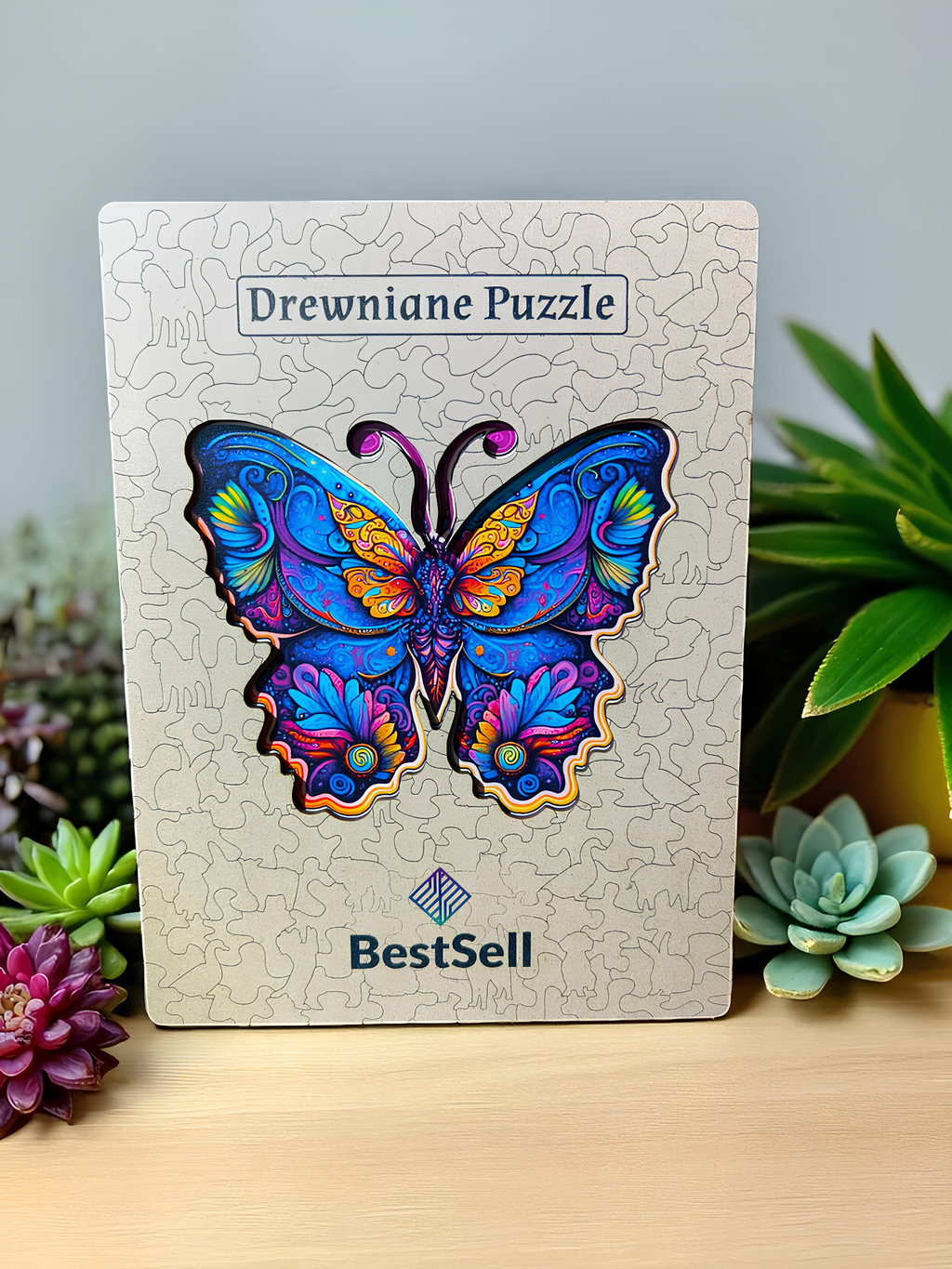 Puzzle Drewniane Niebieski Motyl