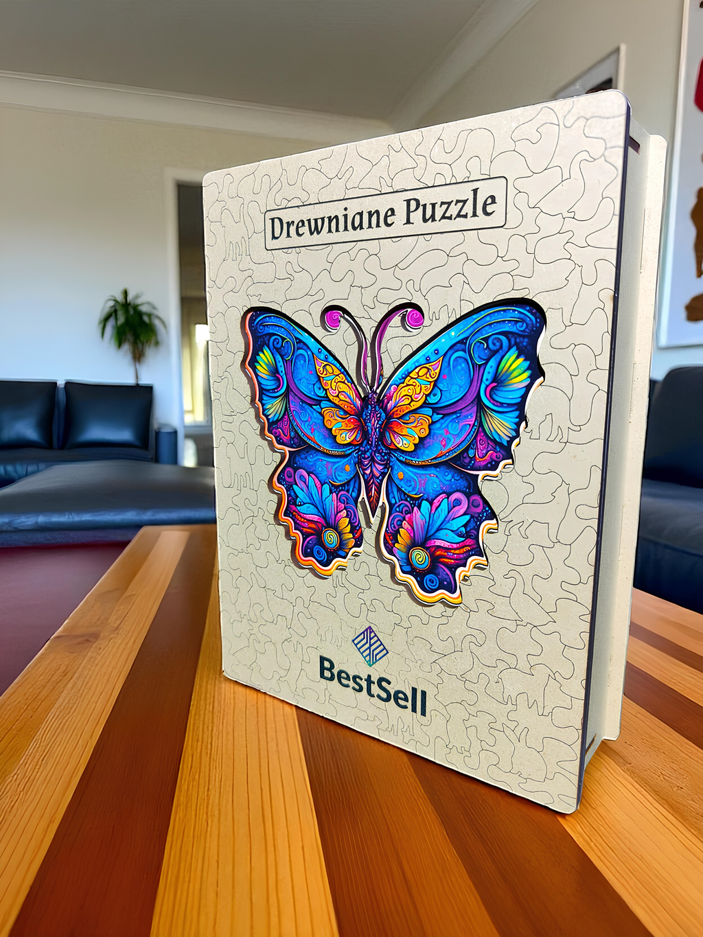 Puzzle Drewniane Niebieski Motyl