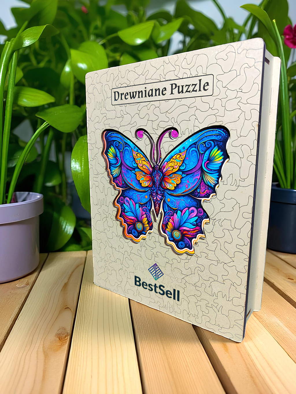 Puzzle Drewniane Niebieski Motyl