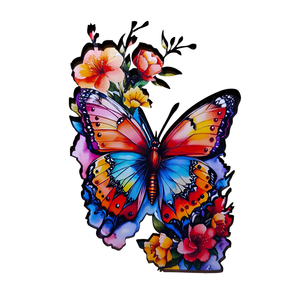 Butterfly in Flowers Wooden Puzzle
