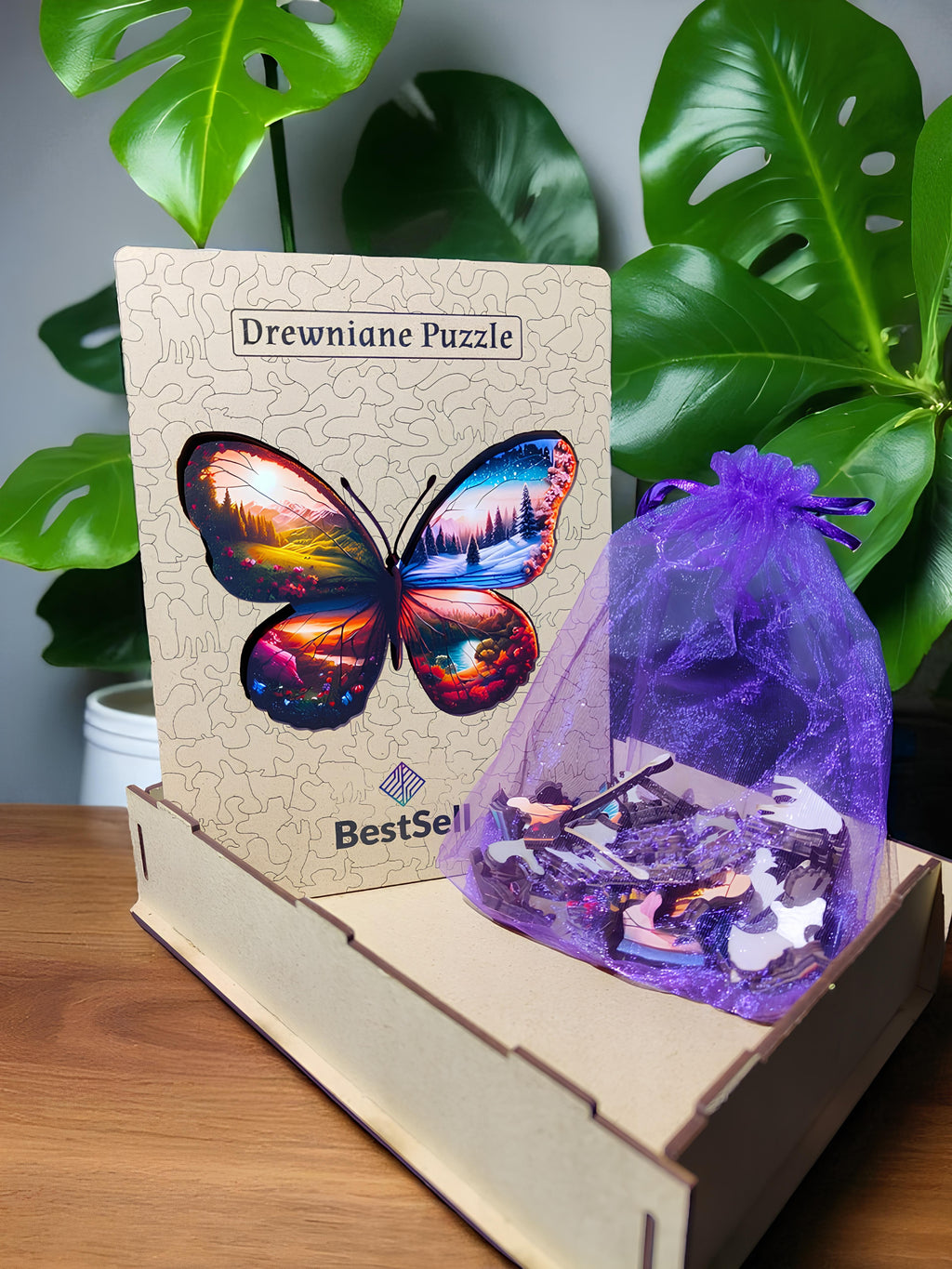PUZZLE DREWNIANE MOTYL CZTERY PORY ROKU - PUZZLE ZWIERZĘTA UKŁADANKA DLA DZIECI DOROSŁYCH