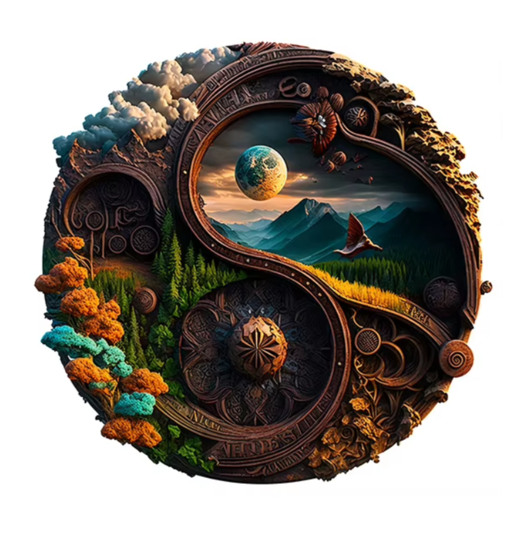 PUZZLE DREWNIANE TAJEMNICZY KRAJOBRAZ NATURA