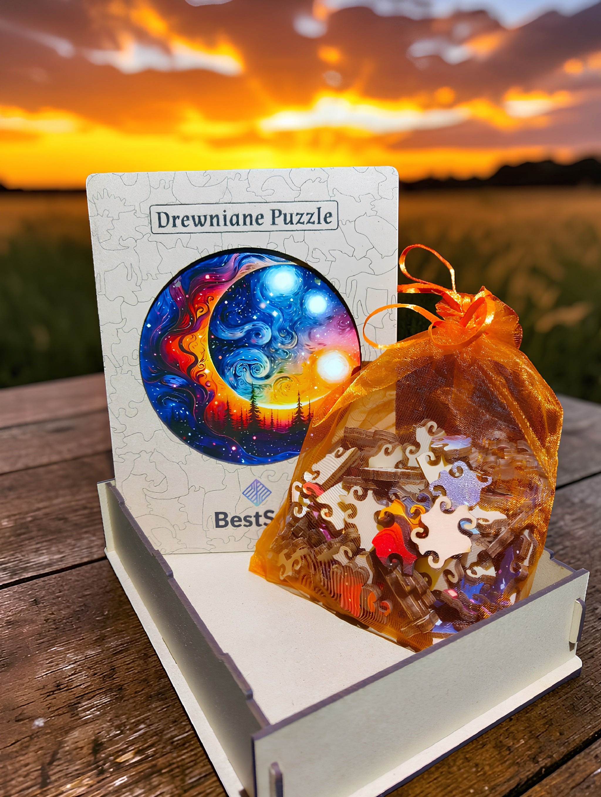 Puzzle Drewniane Krajobraz Tajemnicza Noc