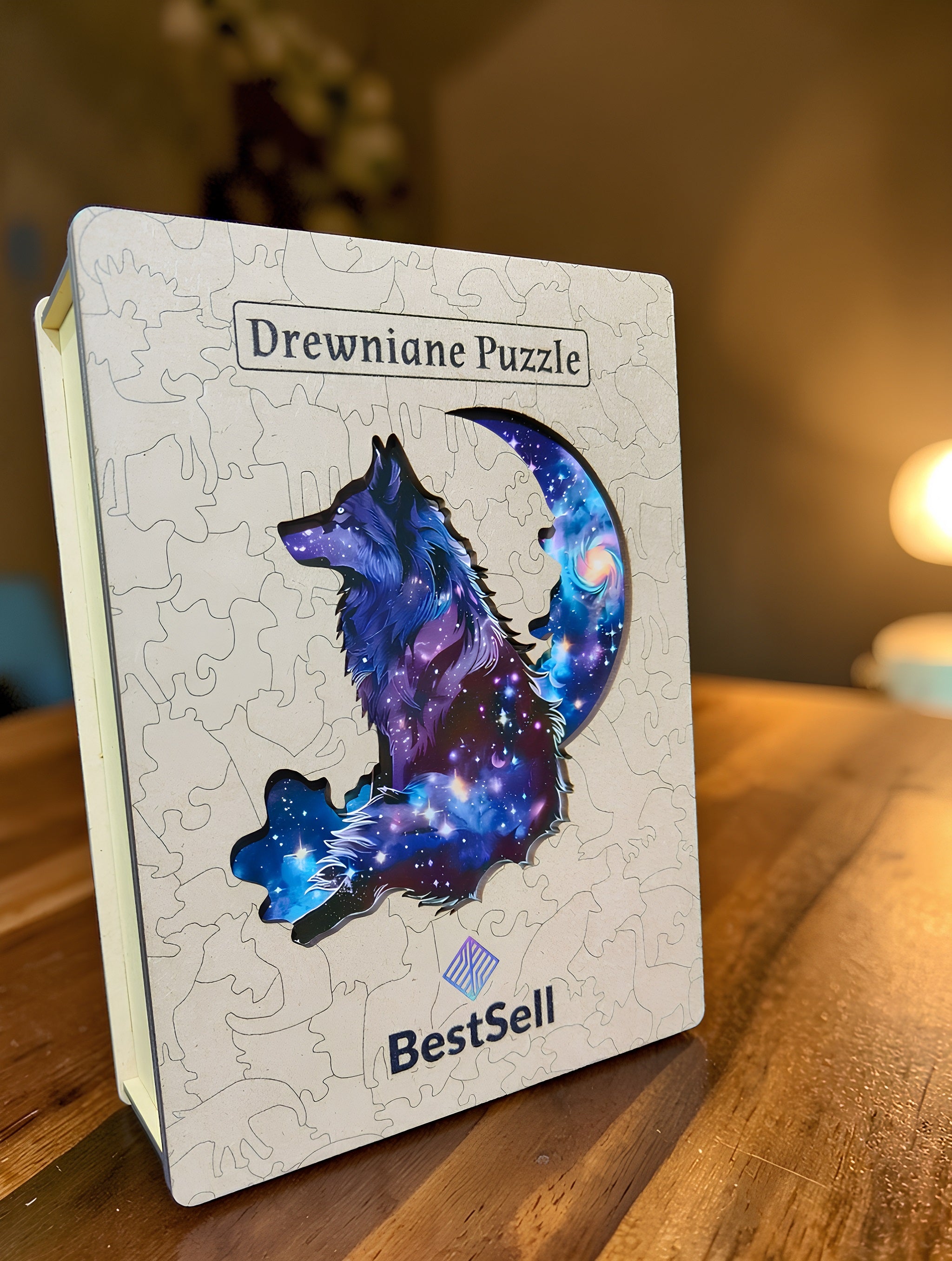 Puzzle Drewniane Wilk w Nocy