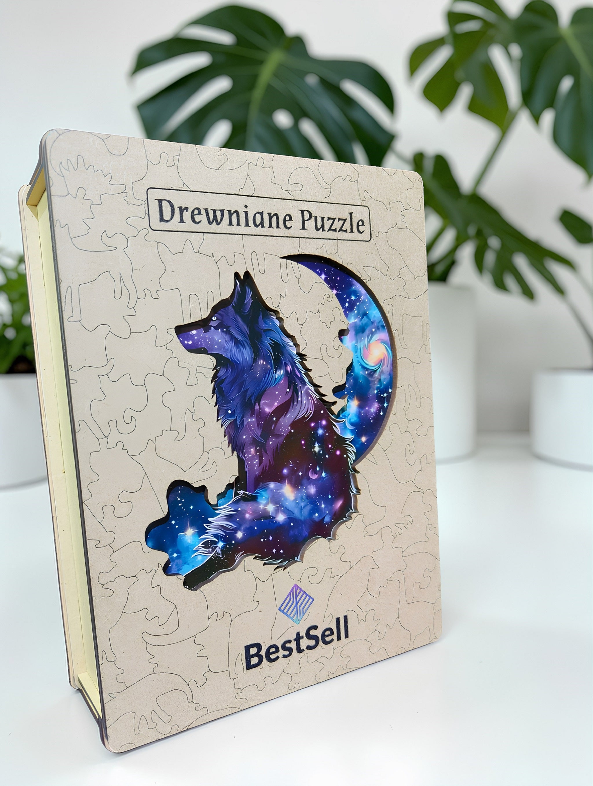 Puzzle Drewniane Wilk w Nocy