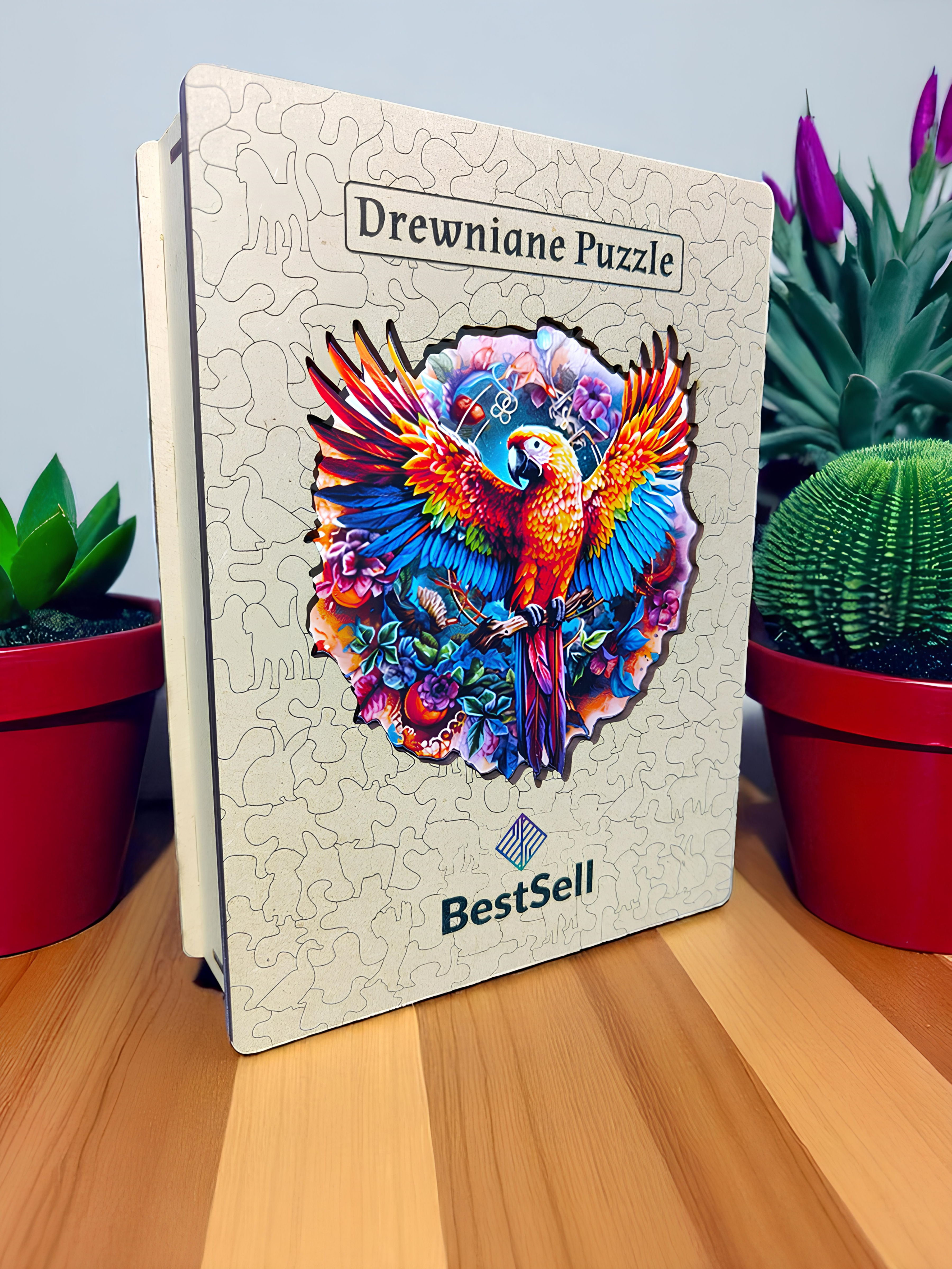 DREWNIANE PUZZLE BESTSELL RAJSKA PAPUGA - UKŁADANKA PTAK ZWIERZĘTA DLA DZIECI I DOROSŁYCH