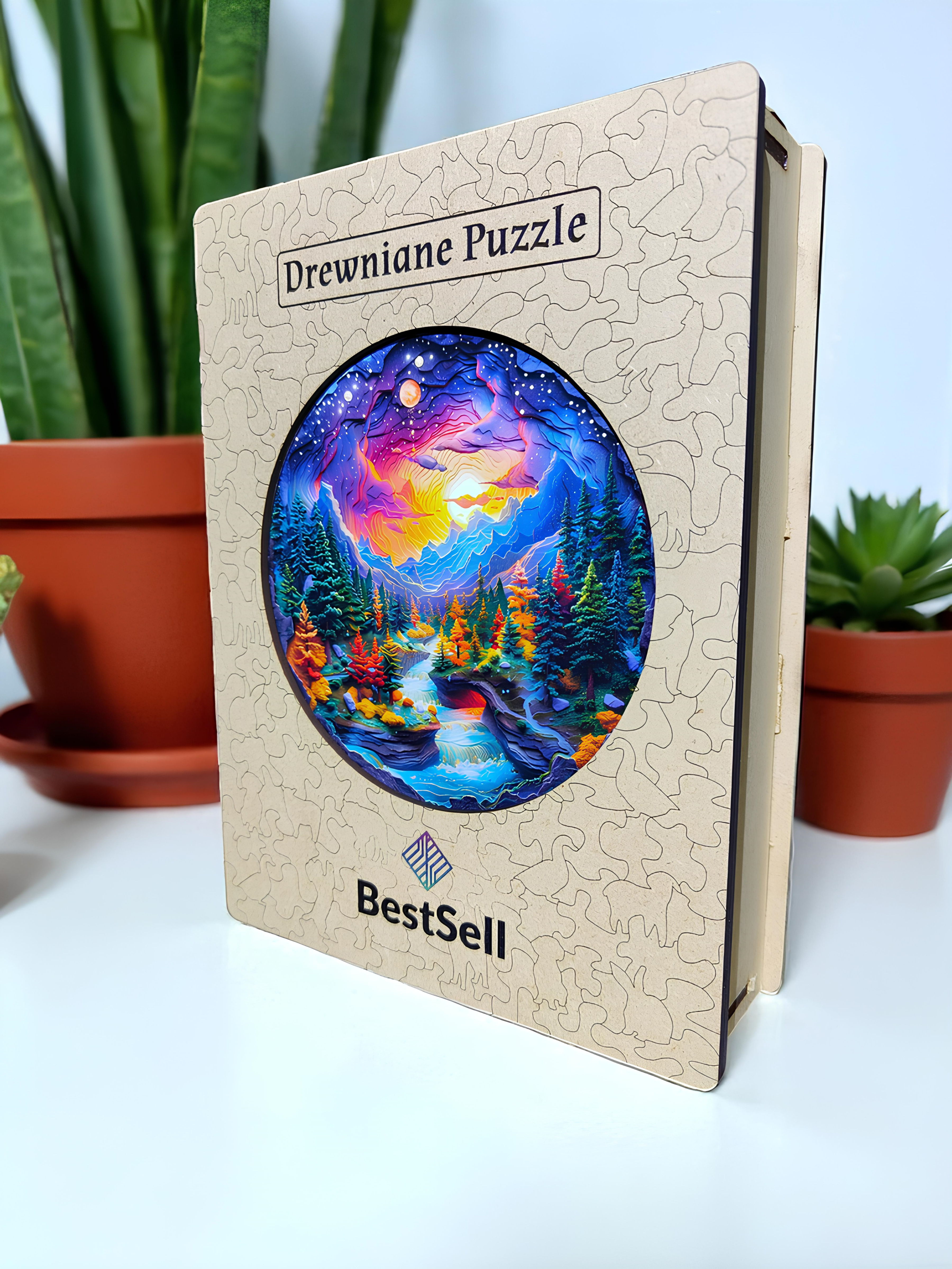 DREWNIANE PUZZLE BESTSELL KOLOROWY KRAJOBRAZ NATURA - UKŁADANKA DLA DZIECI I DOROSŁYCH NA PREZENT