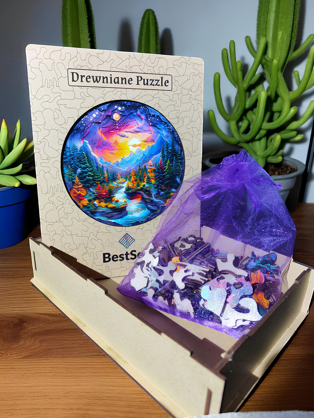 DREWNIANE PUZZLE BESTSELL KOLOROWY KRAJOBRAZ NATURA - UKŁADANKA DLA DZIECI I DOROSŁYCH NA PREZENT