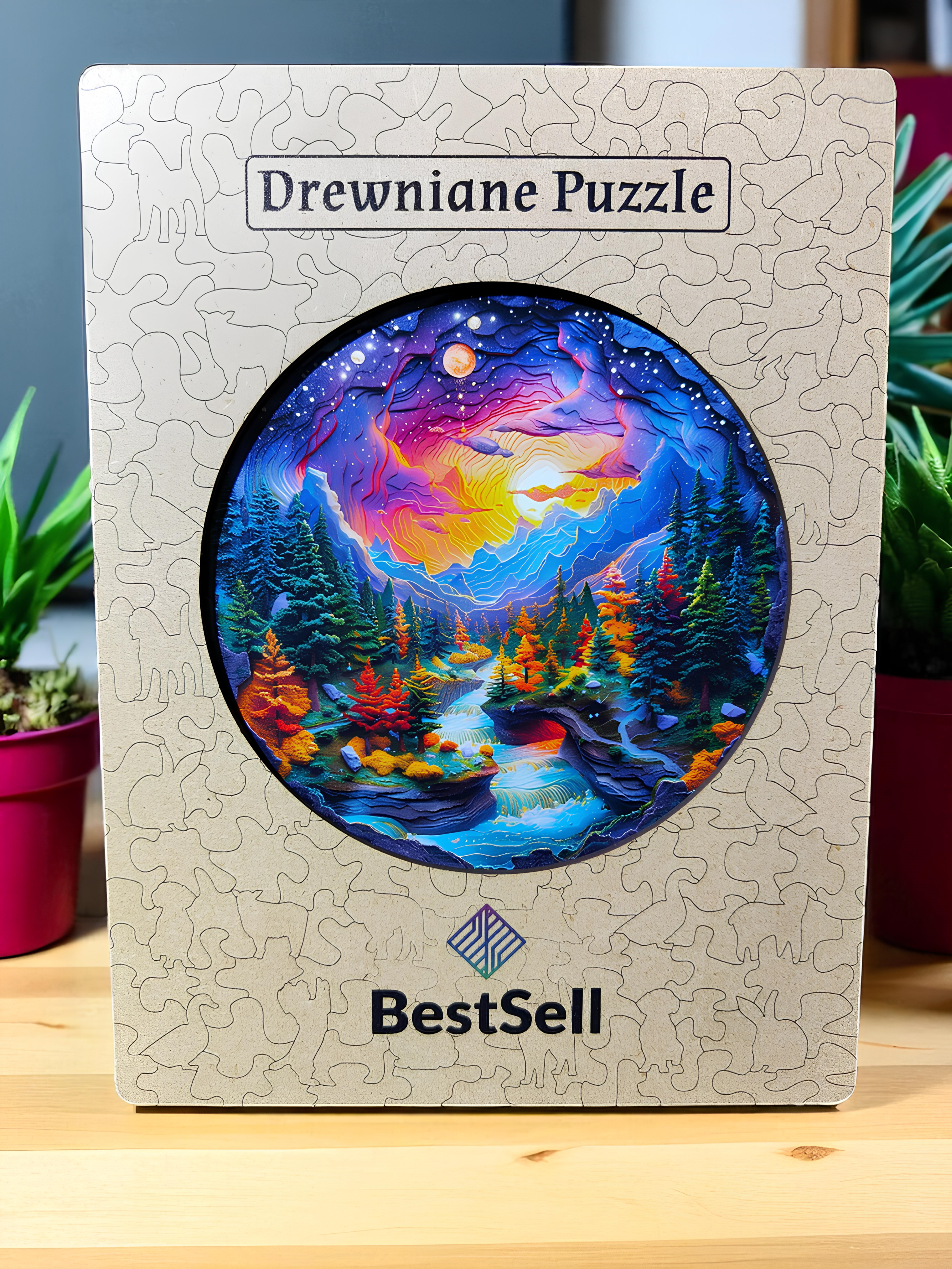 DREWNIANE PUZZLE BESTSELL KOLOROWY KRAJOBRAZ NATURA - UKŁADANKA DLA DZIECI I DOROSŁYCH NA PREZENT