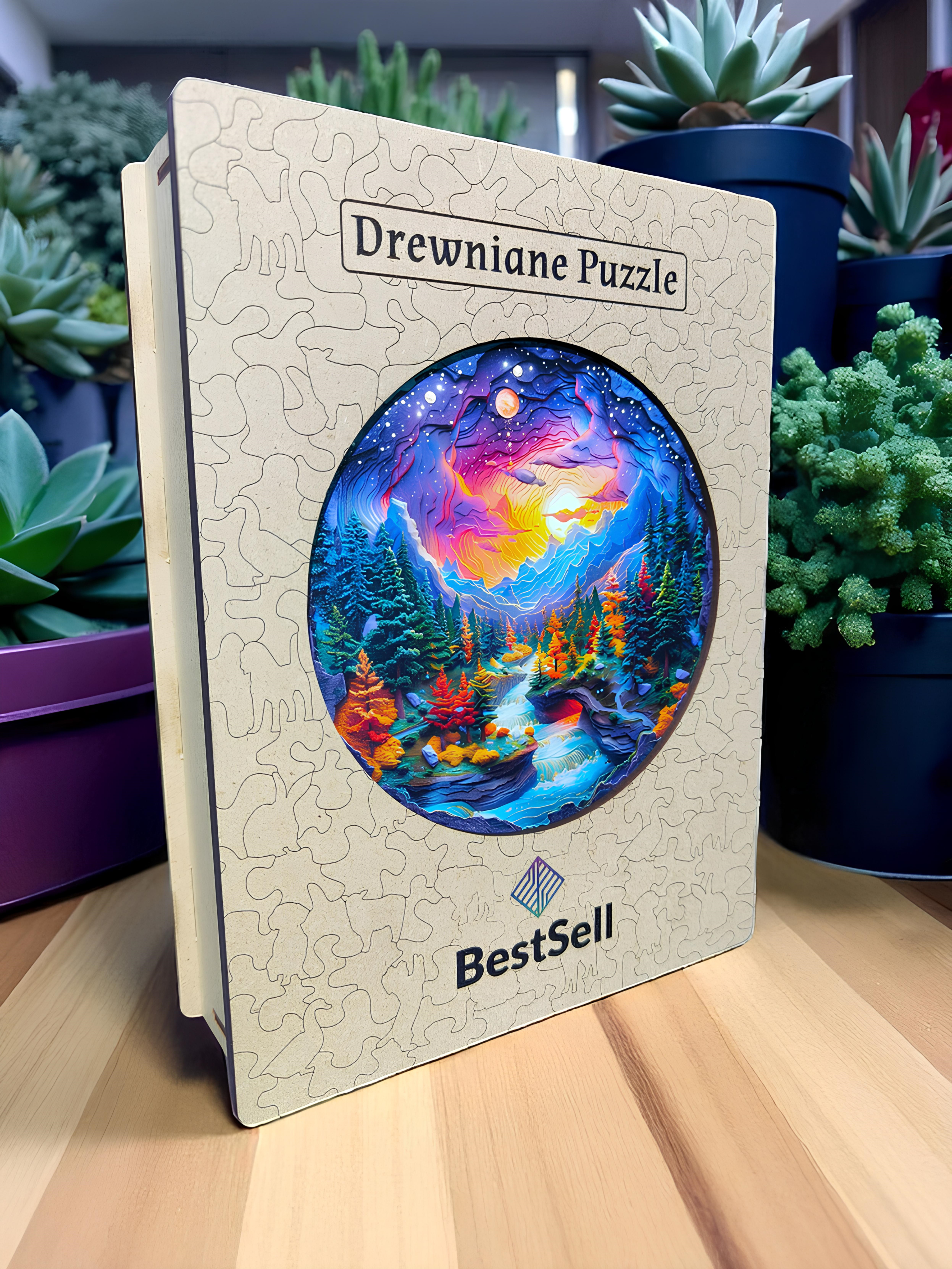 DREWNIANE PUZZLE BESTSELL KOLOROWY KRAJOBRAZ NATURA - UKŁADANKA DLA DZIECI I DOROSŁYCH NA PREZENT