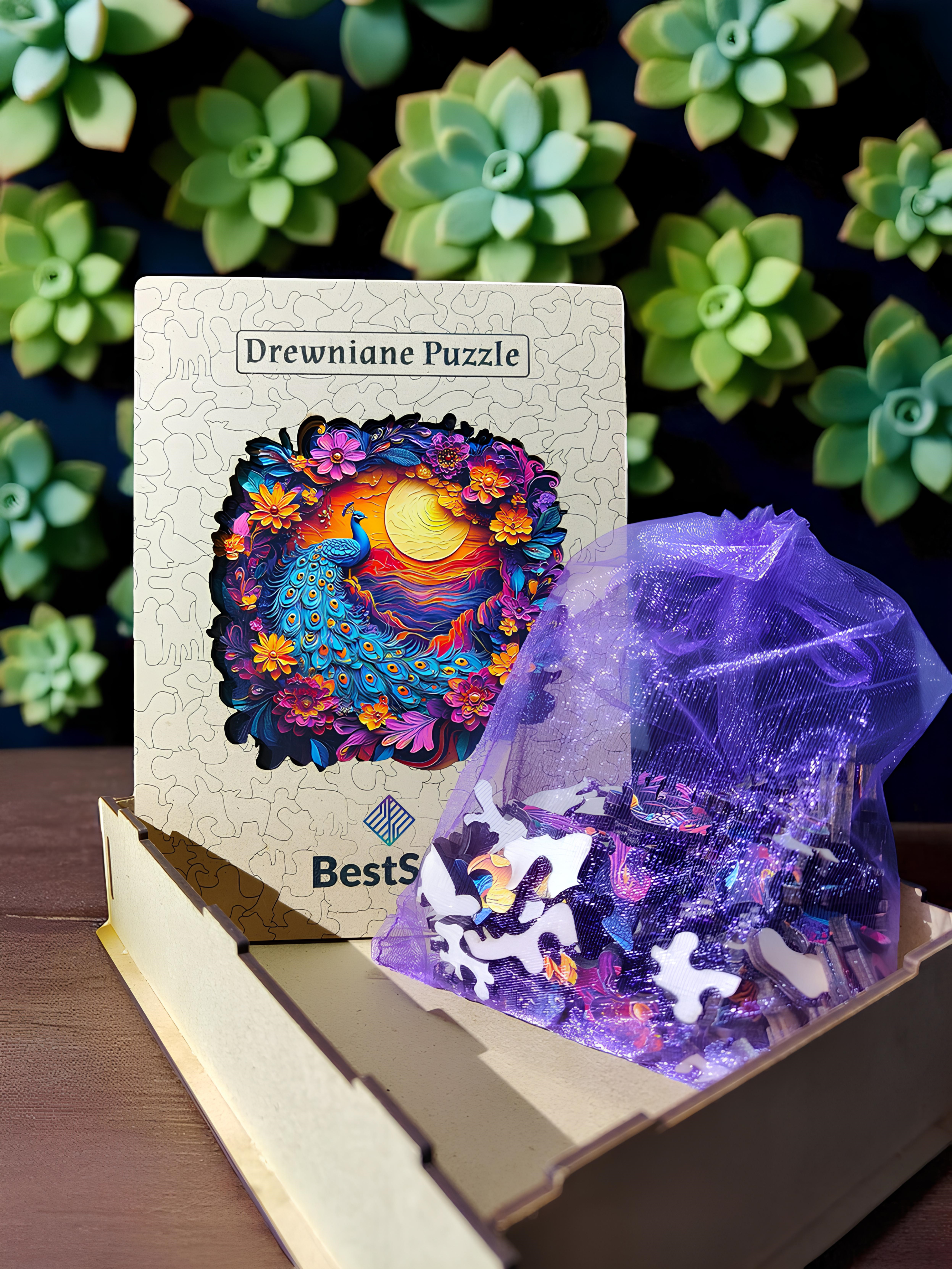 DREWNIANE PUZZLE BESTSELL KOLOROWY PAW PTAK - UKŁADANKA PUZZLE W KSZTAŁCIE ZWIERZĄT