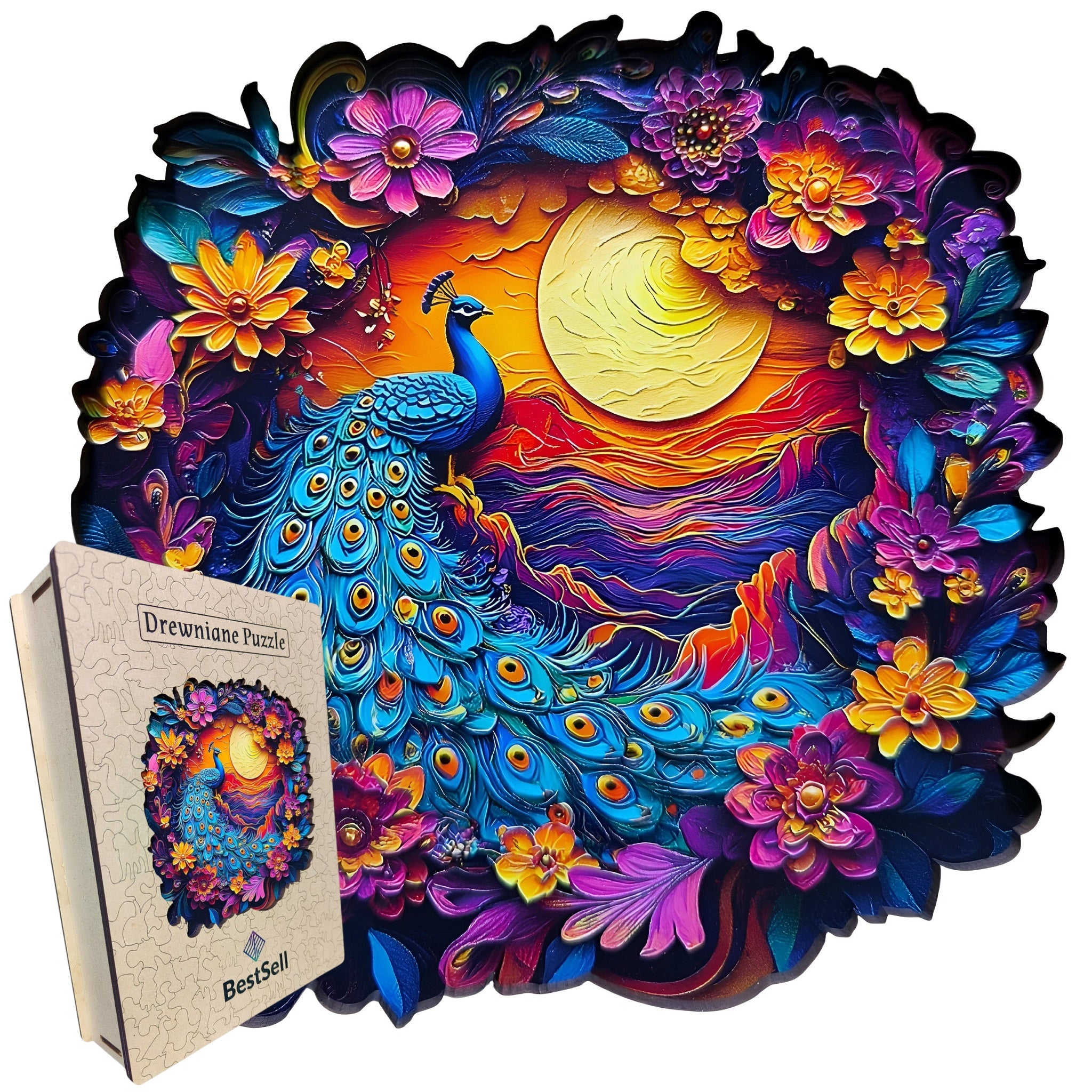 Puzzle Drewniane Kolorowy Paw