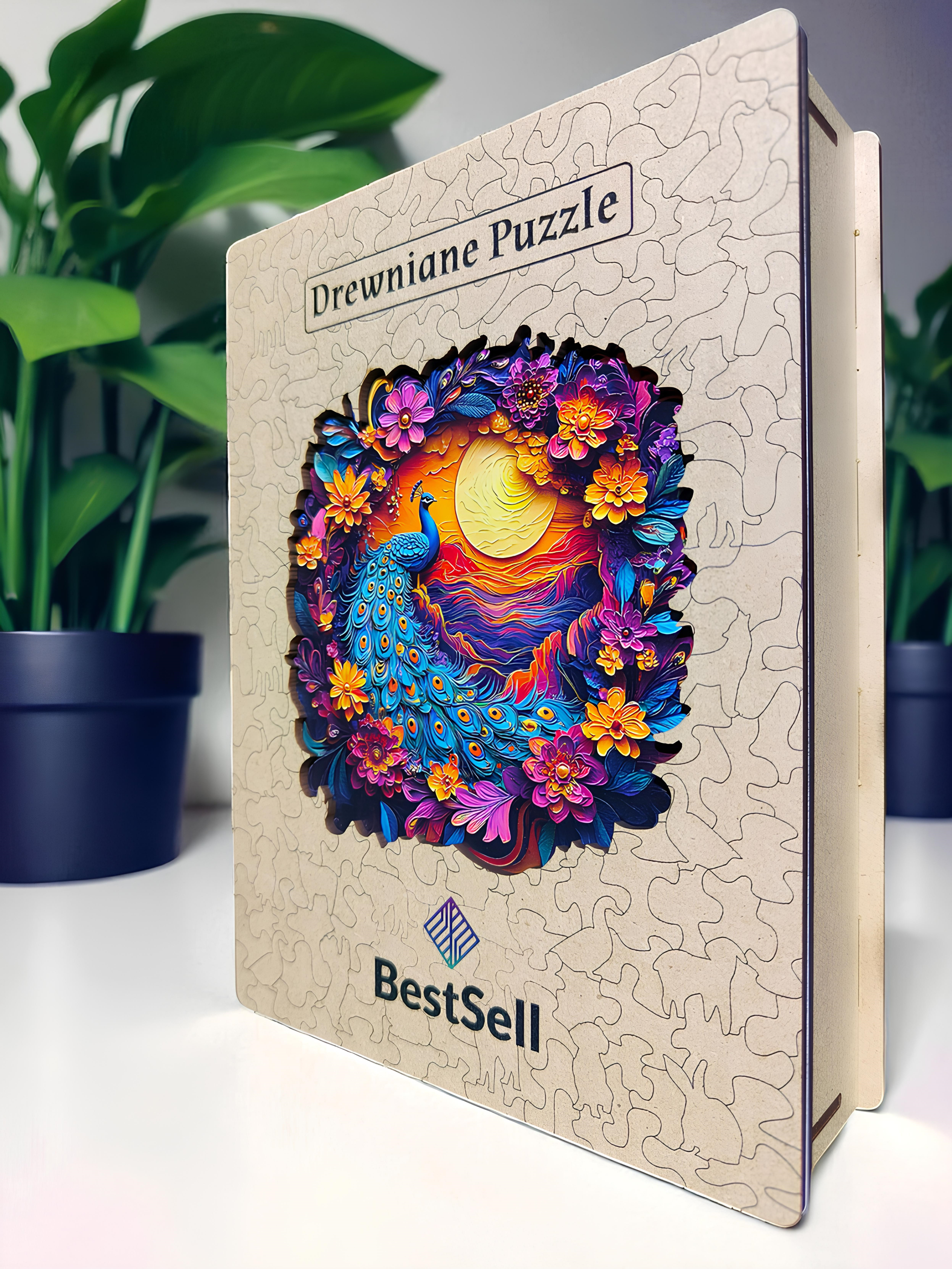 DREWNIANE PUZZLE BESTSELL KOLOROWY PAW PTAK - UKŁADANKA PUZZLE W KSZTAŁCIE ZWIERZĄT