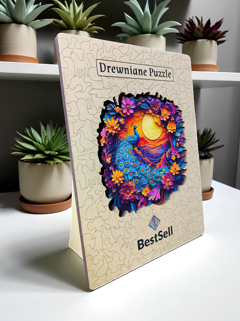 DREWNIANE PUZZLE BESTSELL KOLOROWY PAW PTAK - UKŁADANKA PUZZLE W KSZTAŁCIE ZWIERZĄT