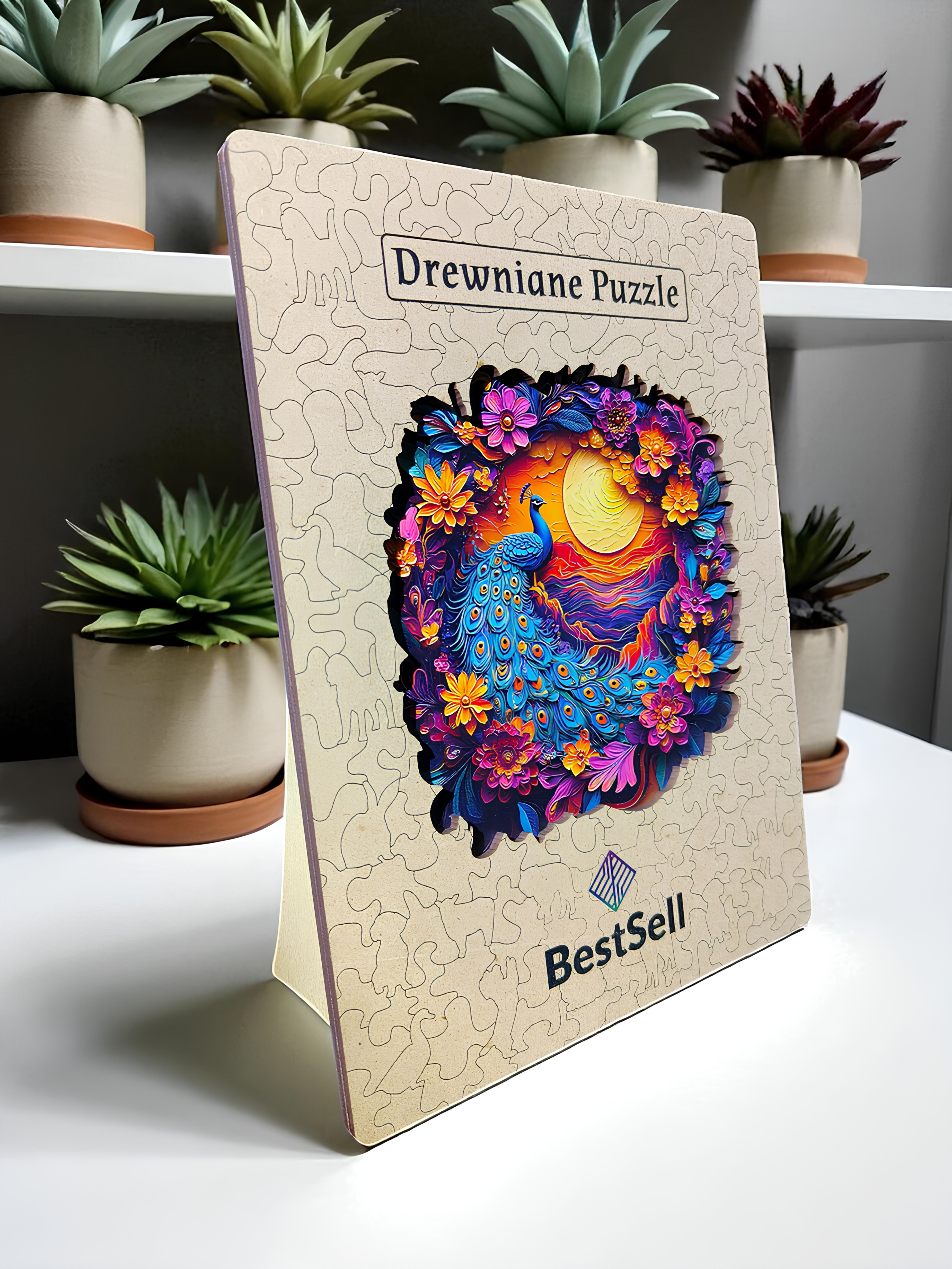 DREWNIANE PUZZLE BESTSELL KOLOROWY PAW PTAK - UKŁADANKA PUZZLE W KSZTAŁCIE ZWIERZĄT