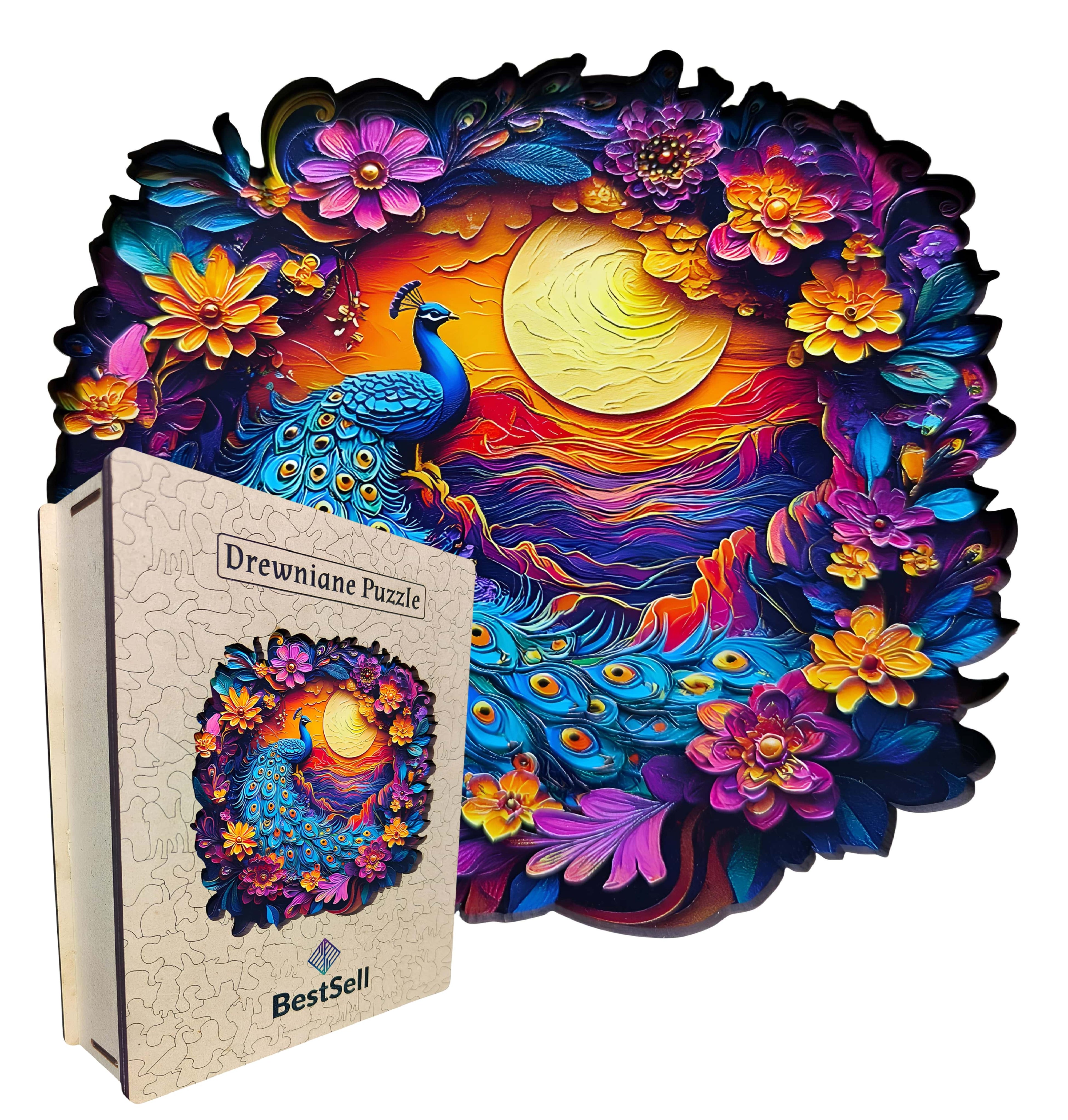 Puzzle Drewniane Kolorowy Paw