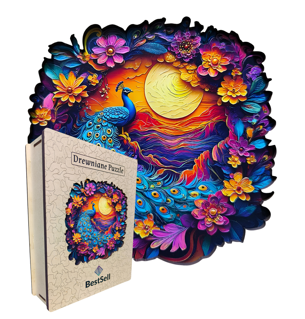 DREWNIANE PUZZLE BESTSELL KOLOROWY PAW PTAK - UKŁADANKA PUZZLE W KSZTAŁCIE ZWIERZĄT