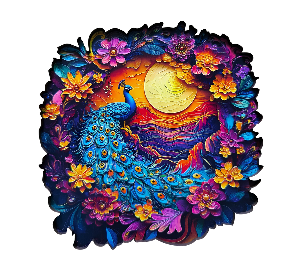 Puzzle Drewniane Kolorowy Paw