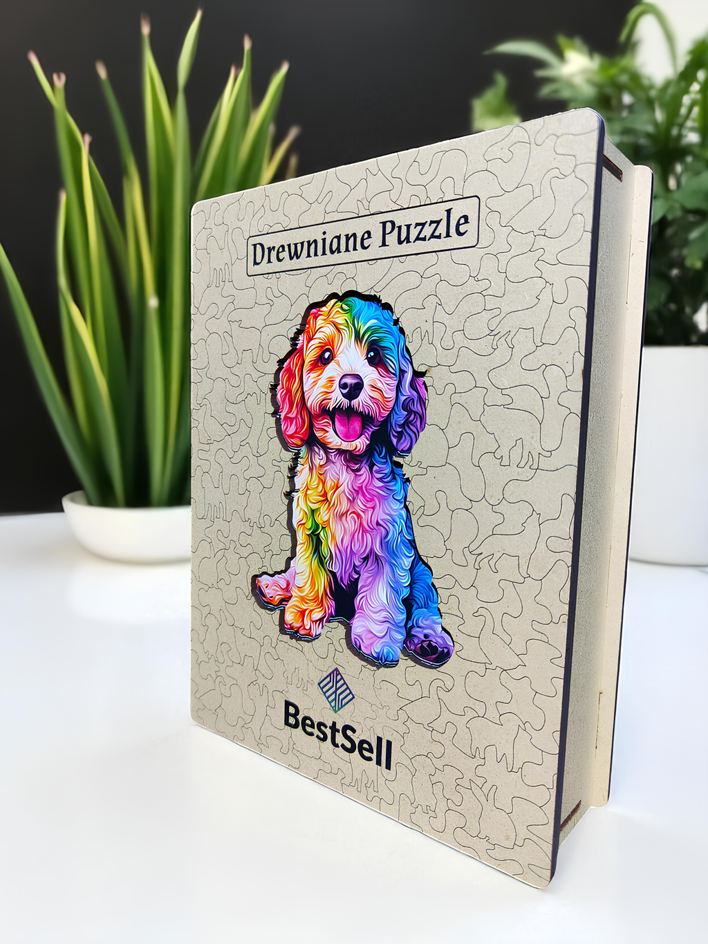 Puzzle Drewniane Kolorowy Pies