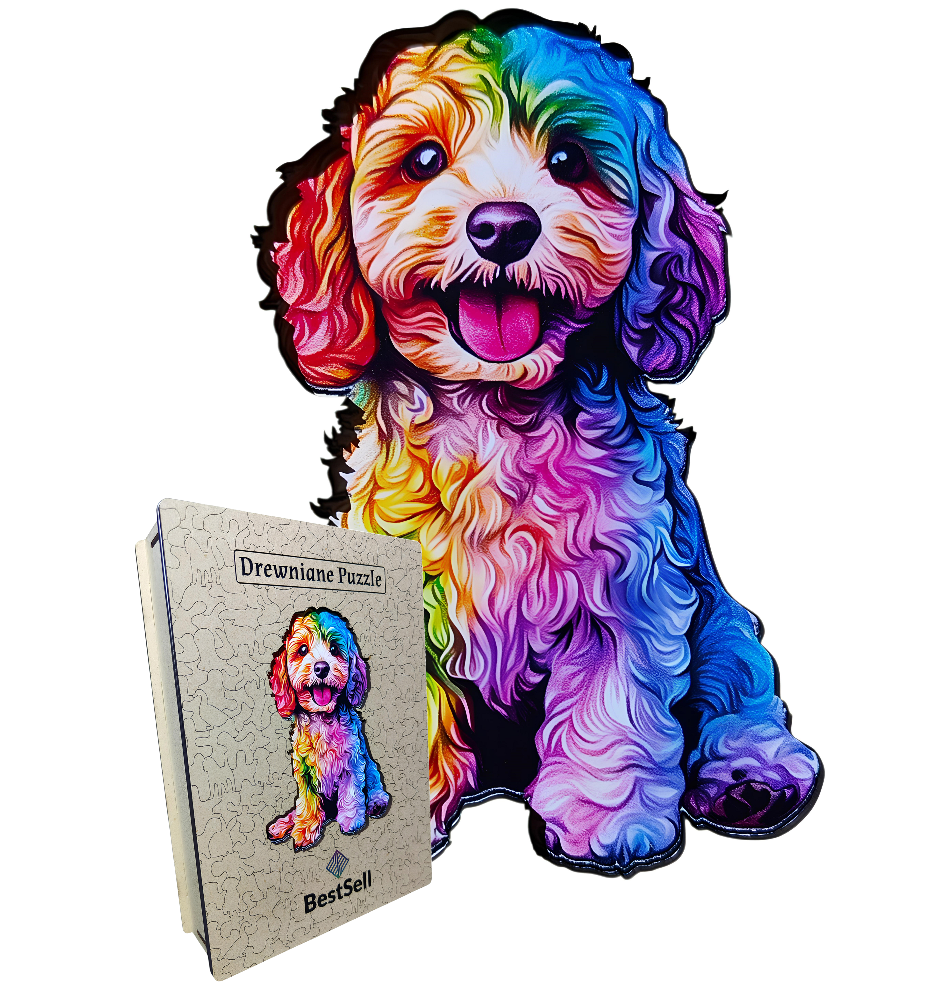 Puzzle Drewniane Kolorowy Pies