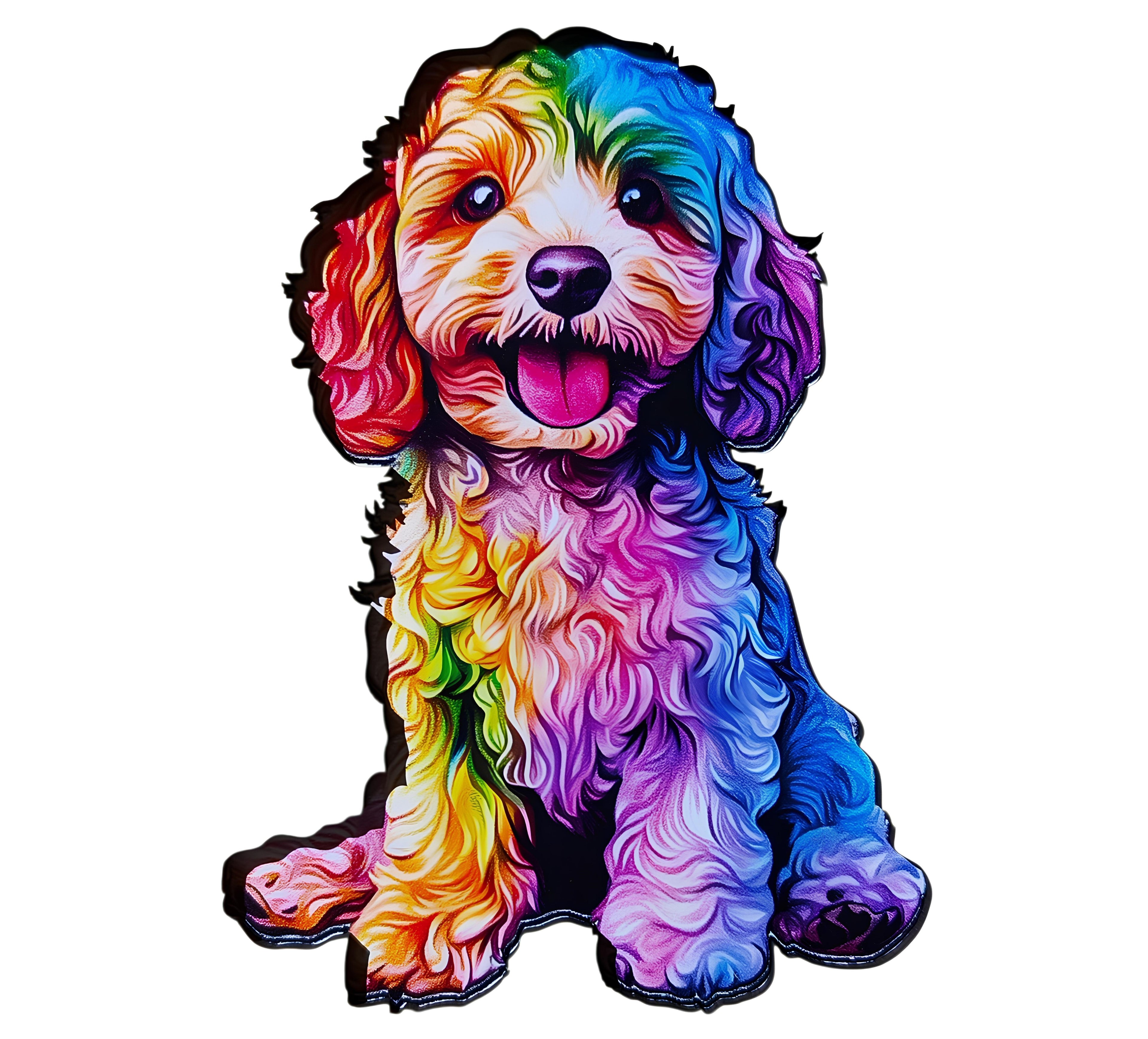 Puzzle Drewniane Kolorowy Pies