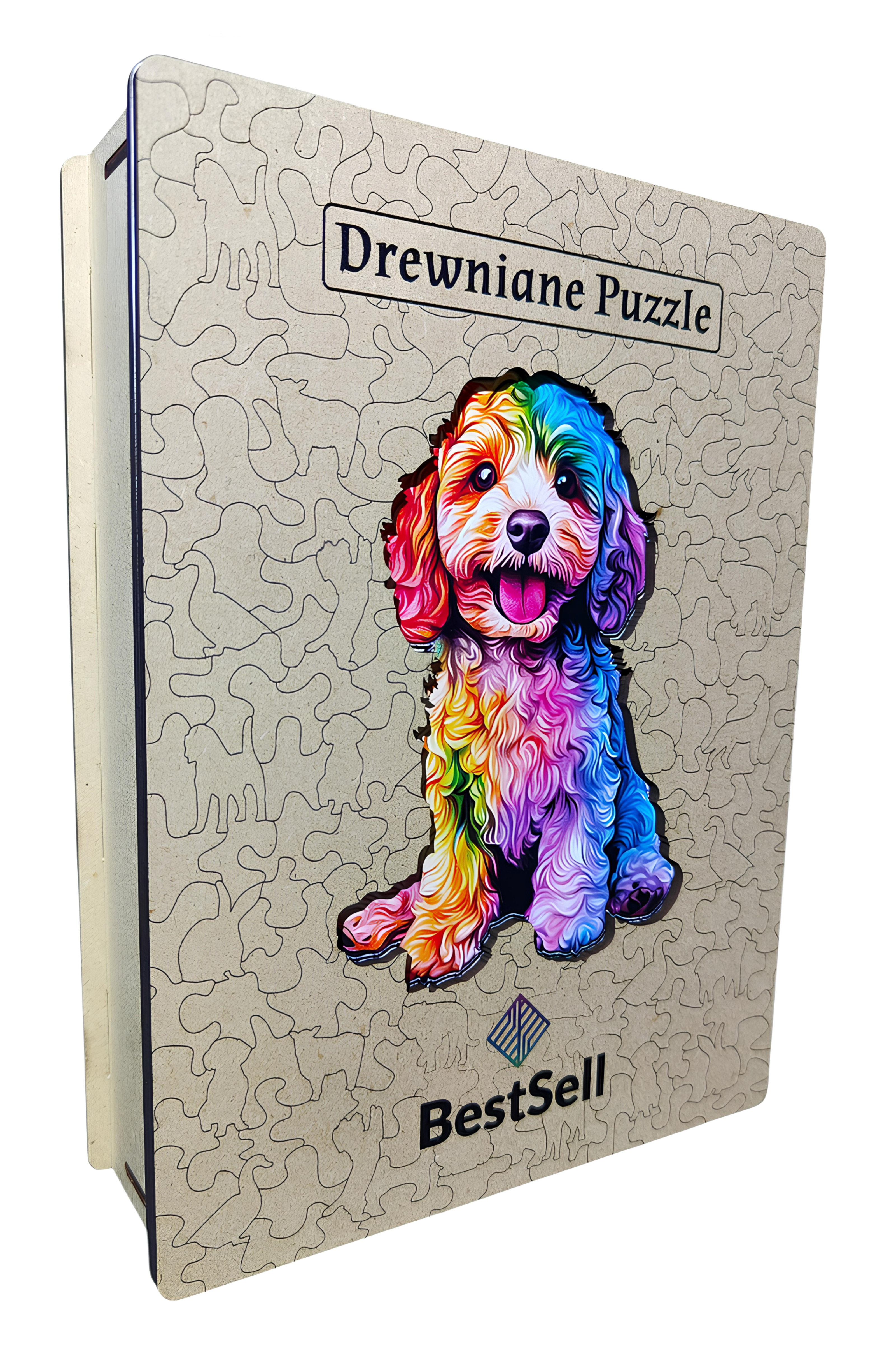 DREWNIANE PUZZLE BESTSELL KOLOROWY PIES PIESEK - UKŁADANKA NA PREZENT URODZINOWY DLA DZIECI I DOROSŁYCH