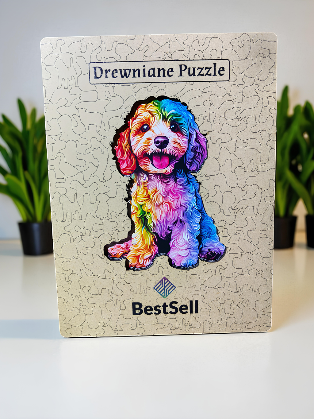 Puzzle Drewniane Kolorowy Pies