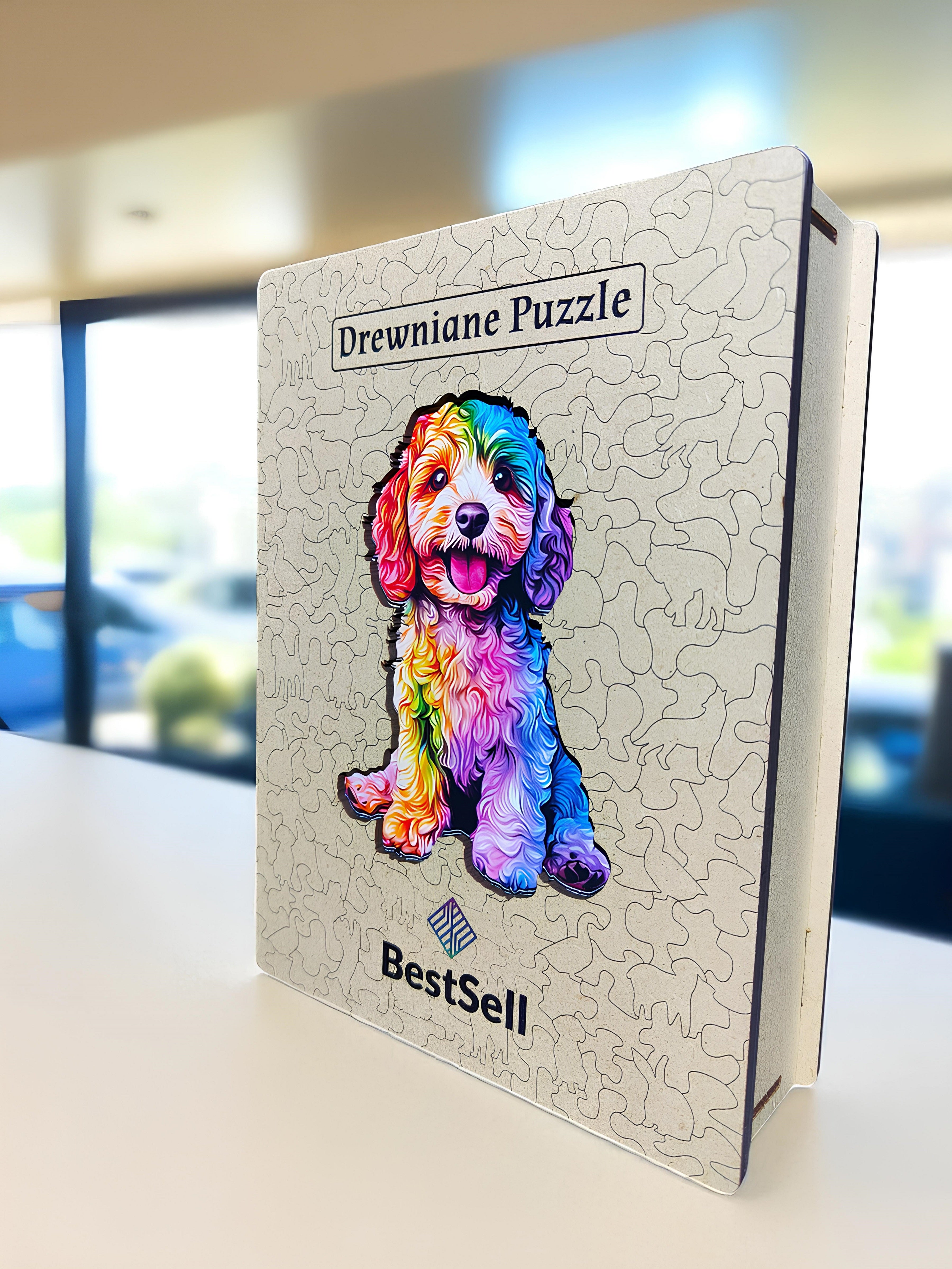 Puzzle Drewniane Kolorowy Pies