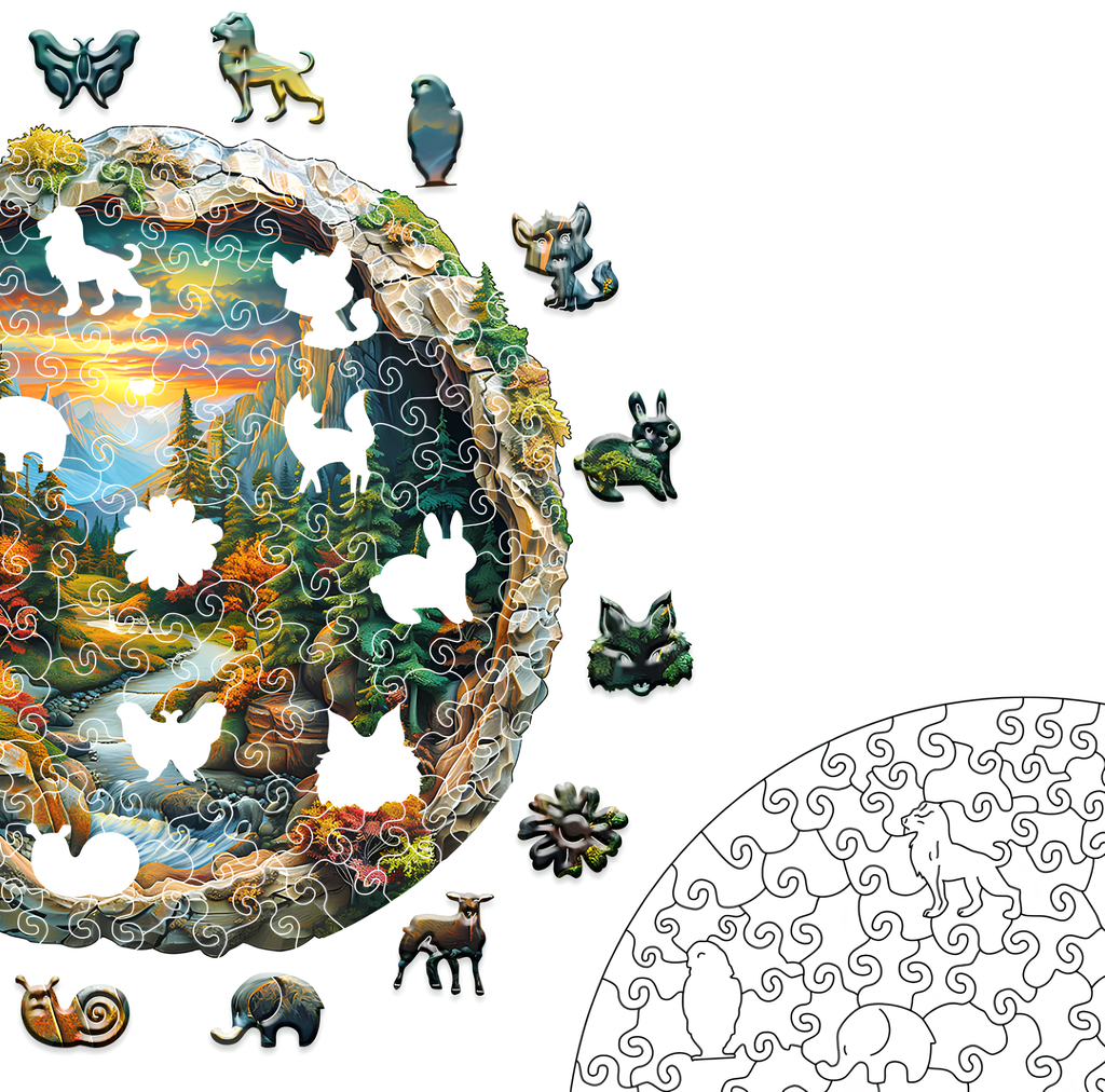 KRAJOBRAZ NATURA PUZZLE DREWNIANE W KSZTAŁCIE ZWIERZĄT PREZENT DLA DOROSŁYCH