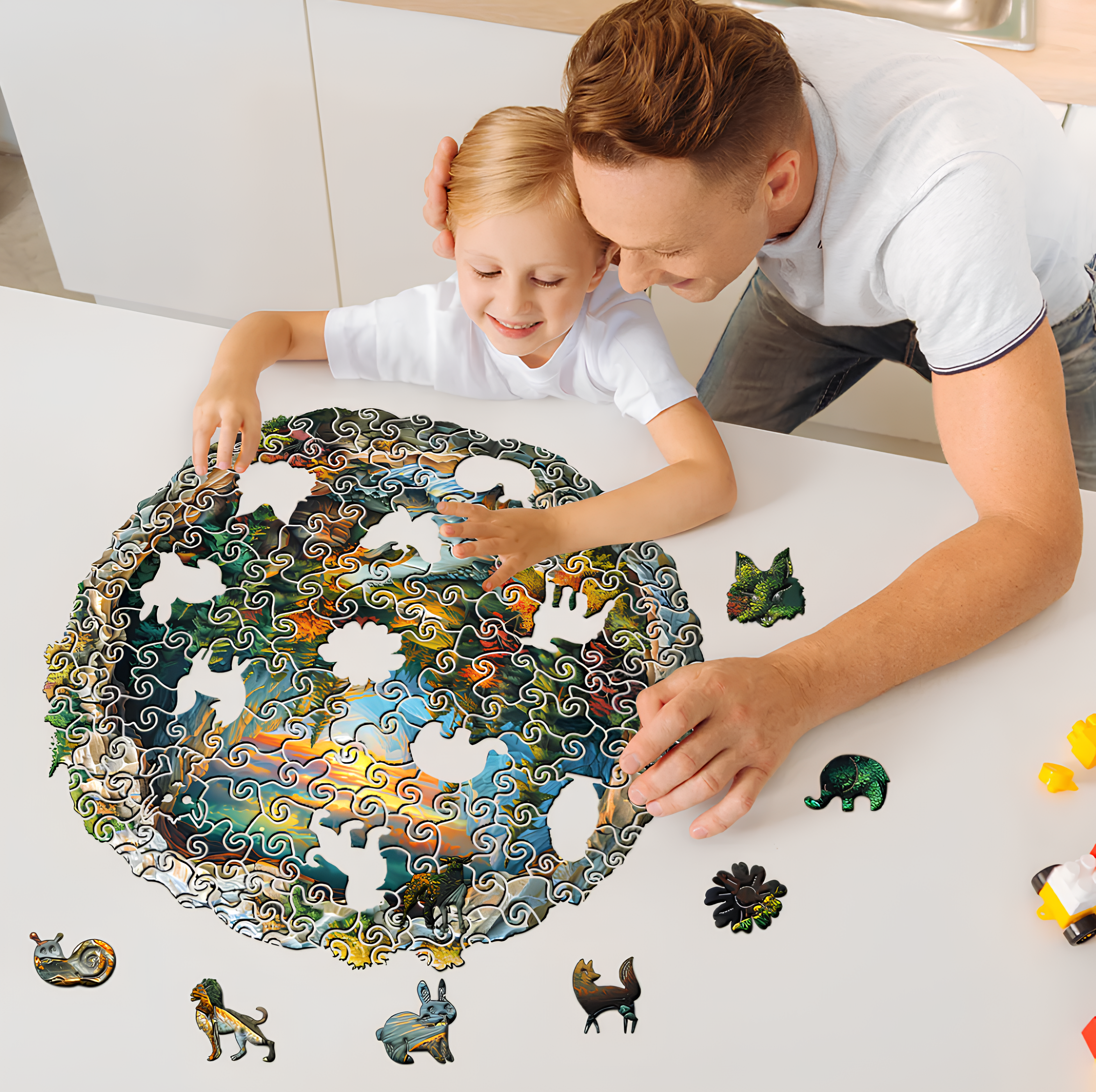 KRAJOBRAZ NATURA PUZZLE DREWNIANE W KSZTAŁCIE ZWIERZĄT PREZENT DLA DOROSŁYCH