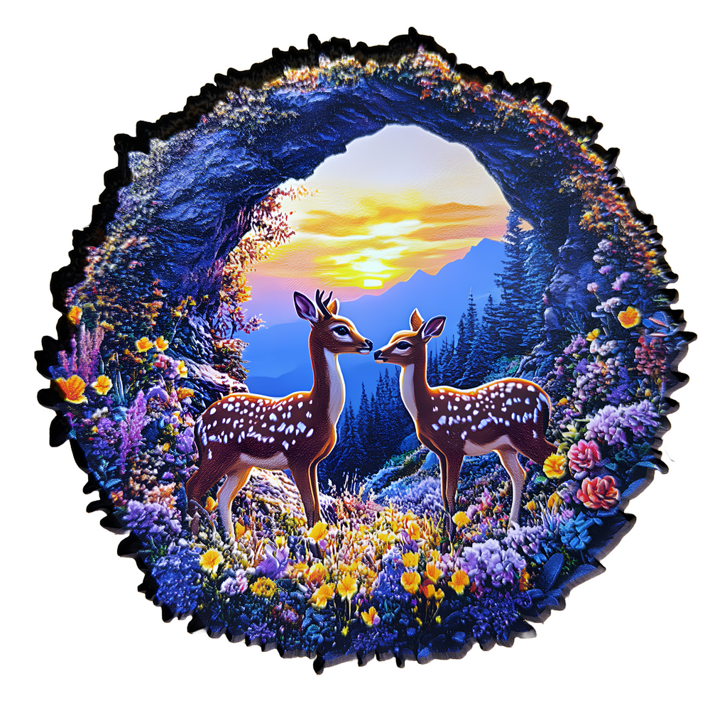 Puzzle Drewniane Sarny na Łące