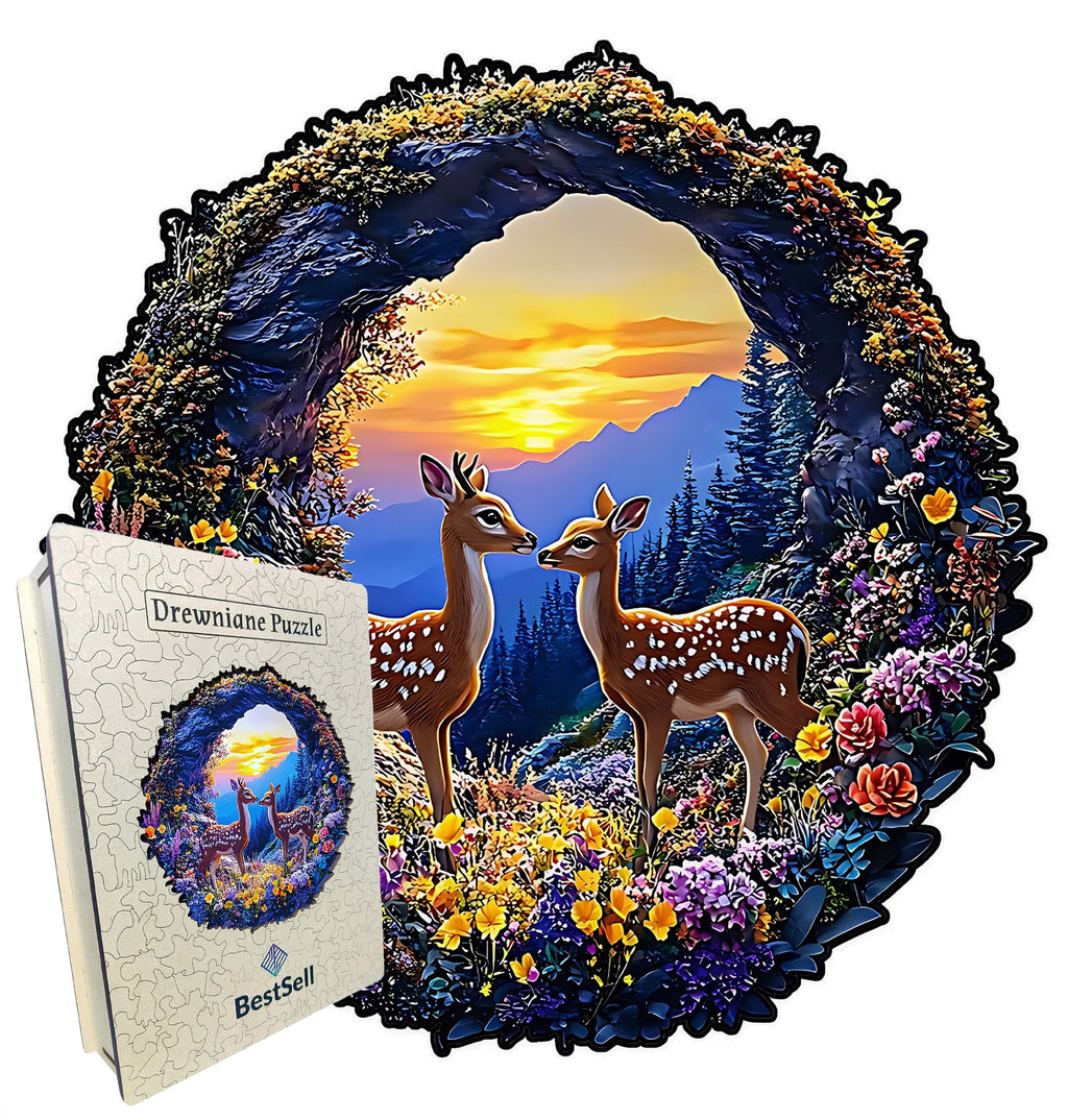 Puzzle Drewniane Sarny na Łące