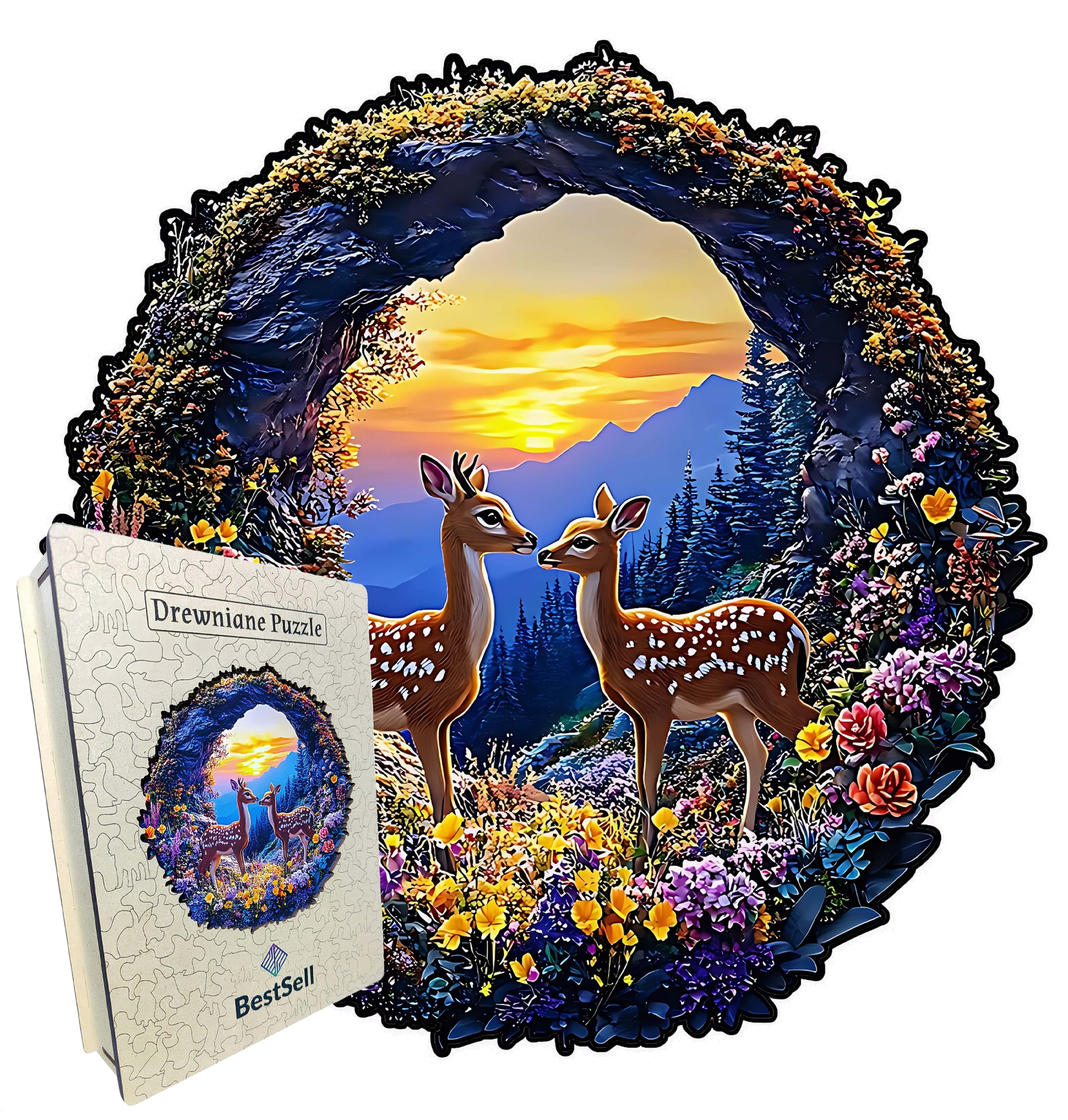 Puzzle Drewniane Sarny na Łące