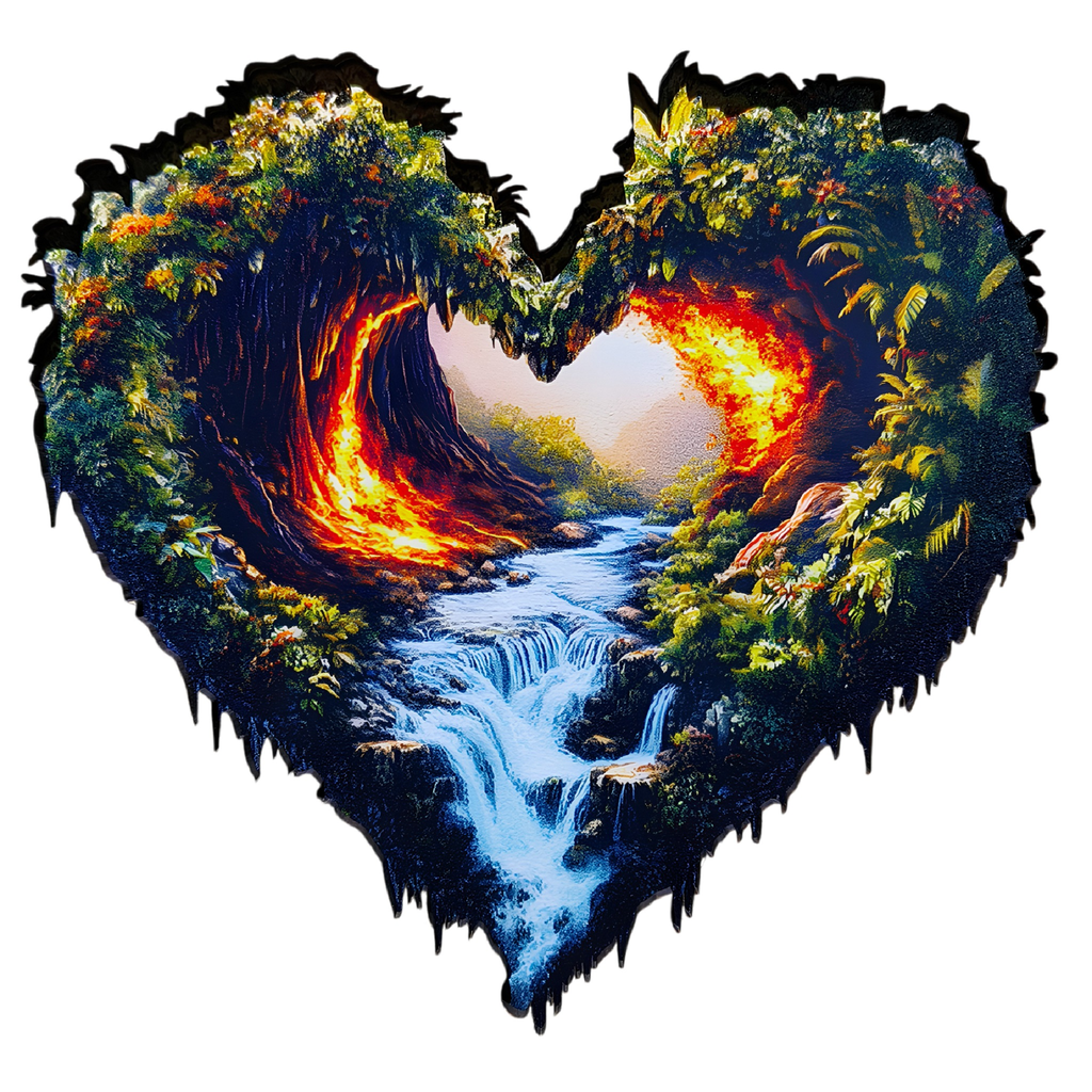 Puzzle Drewniane Serce Krajobraz