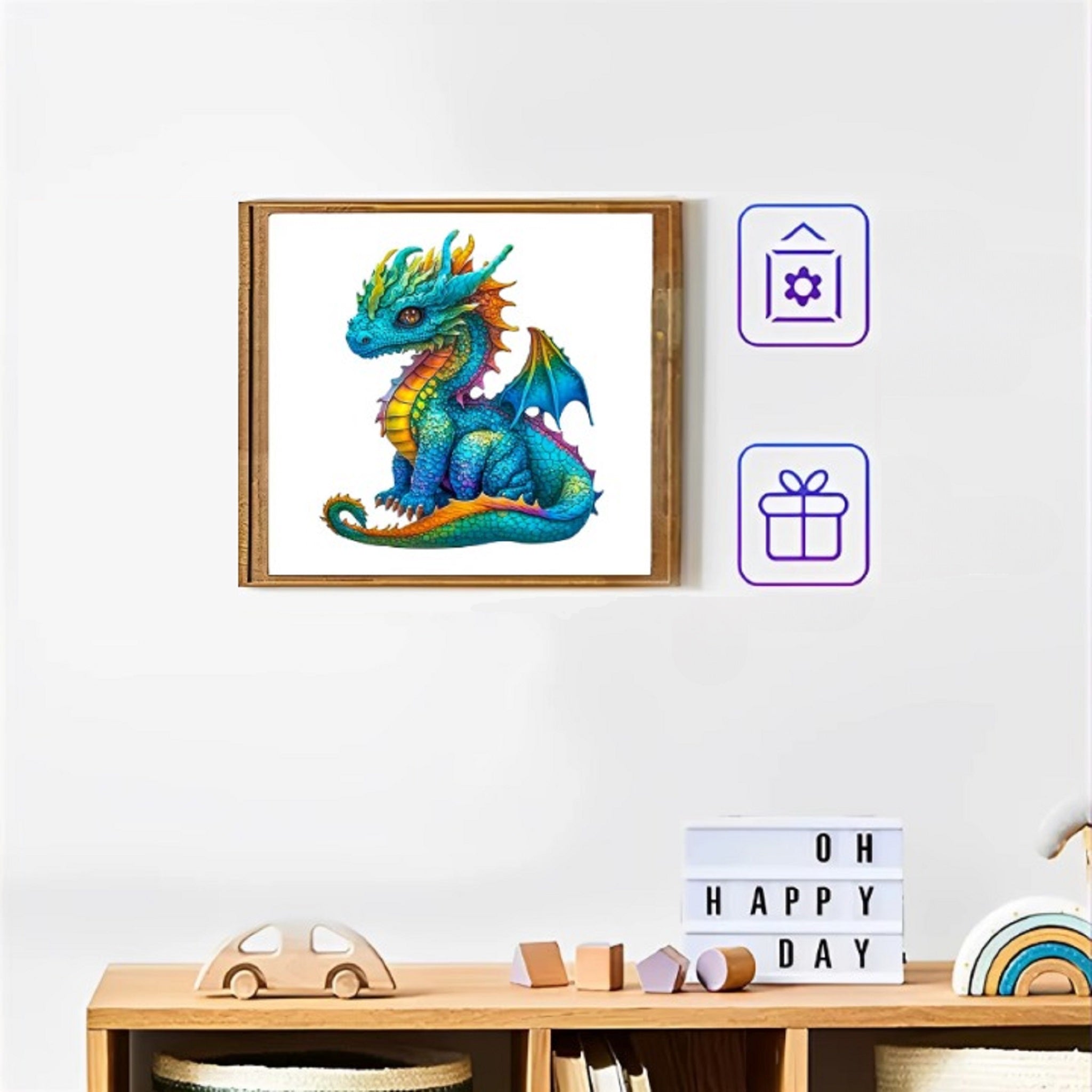 Puzzle Drewniane Niebieski Smok
