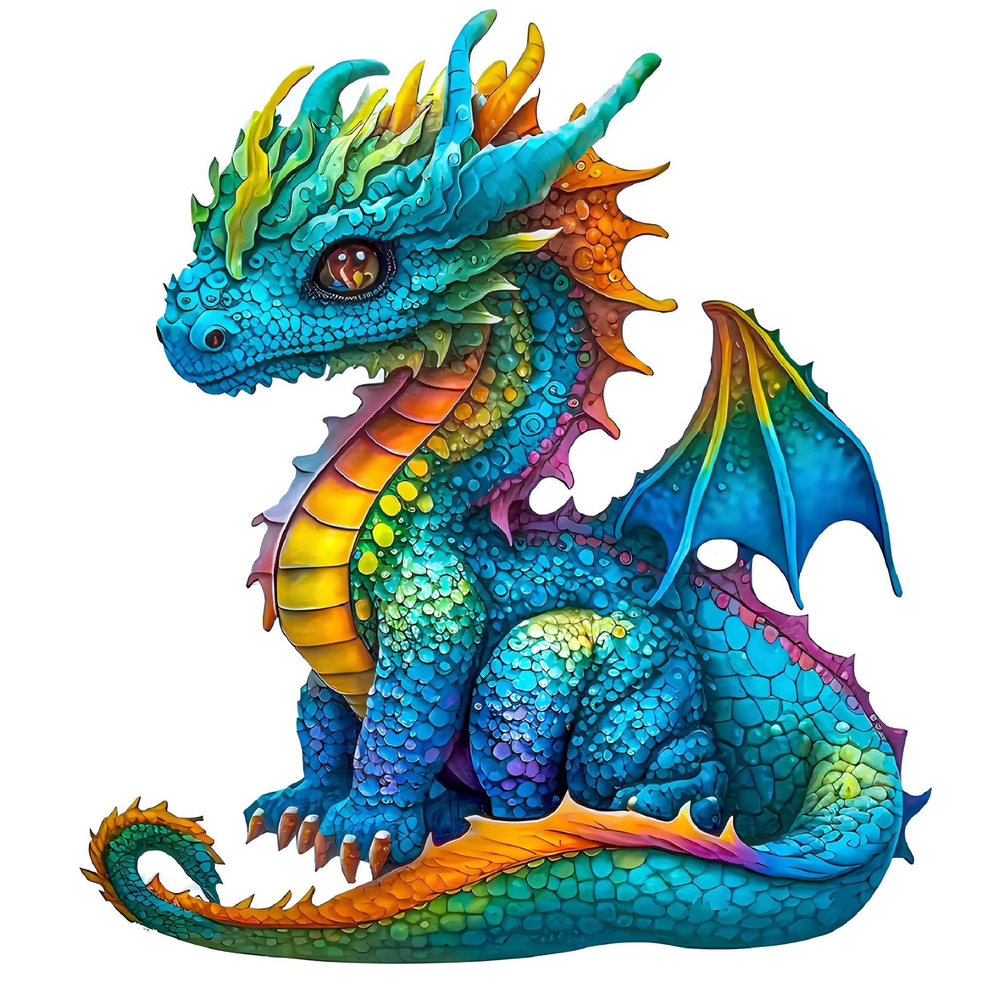 Puzzle Drewniane Niebieski Smok