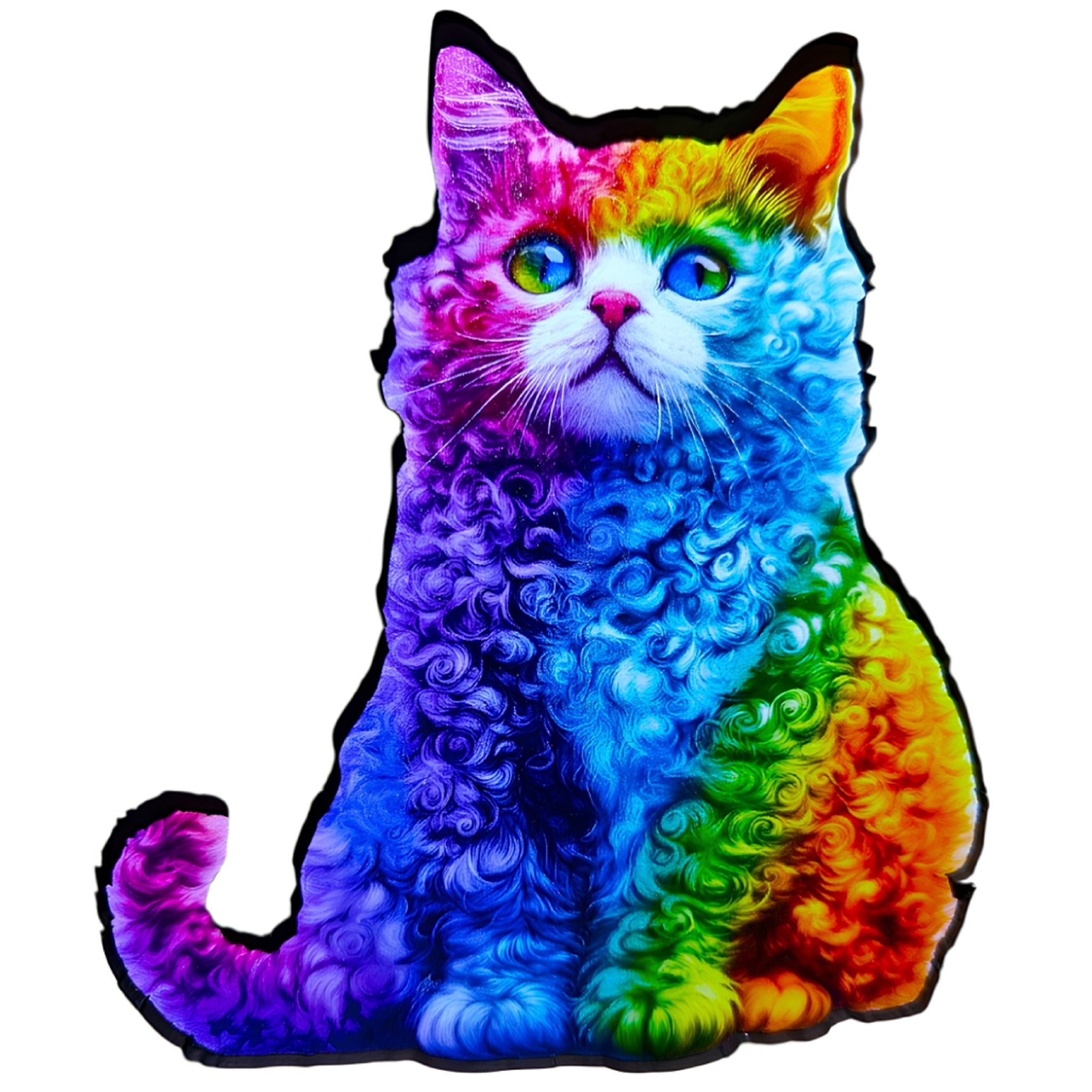 Puzzle Drewniane Tęczowy Kot