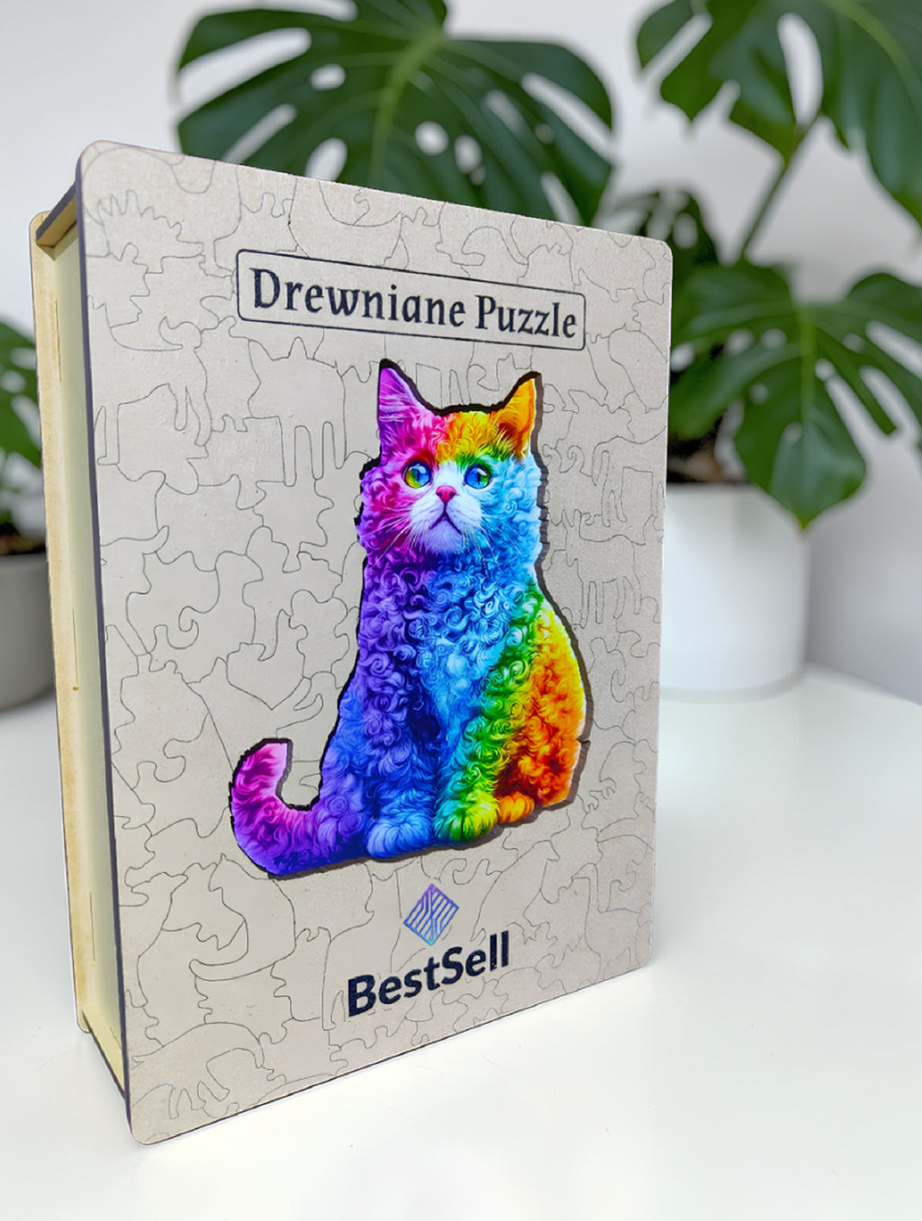 Puzzle Drewniane Tęczowy Kot