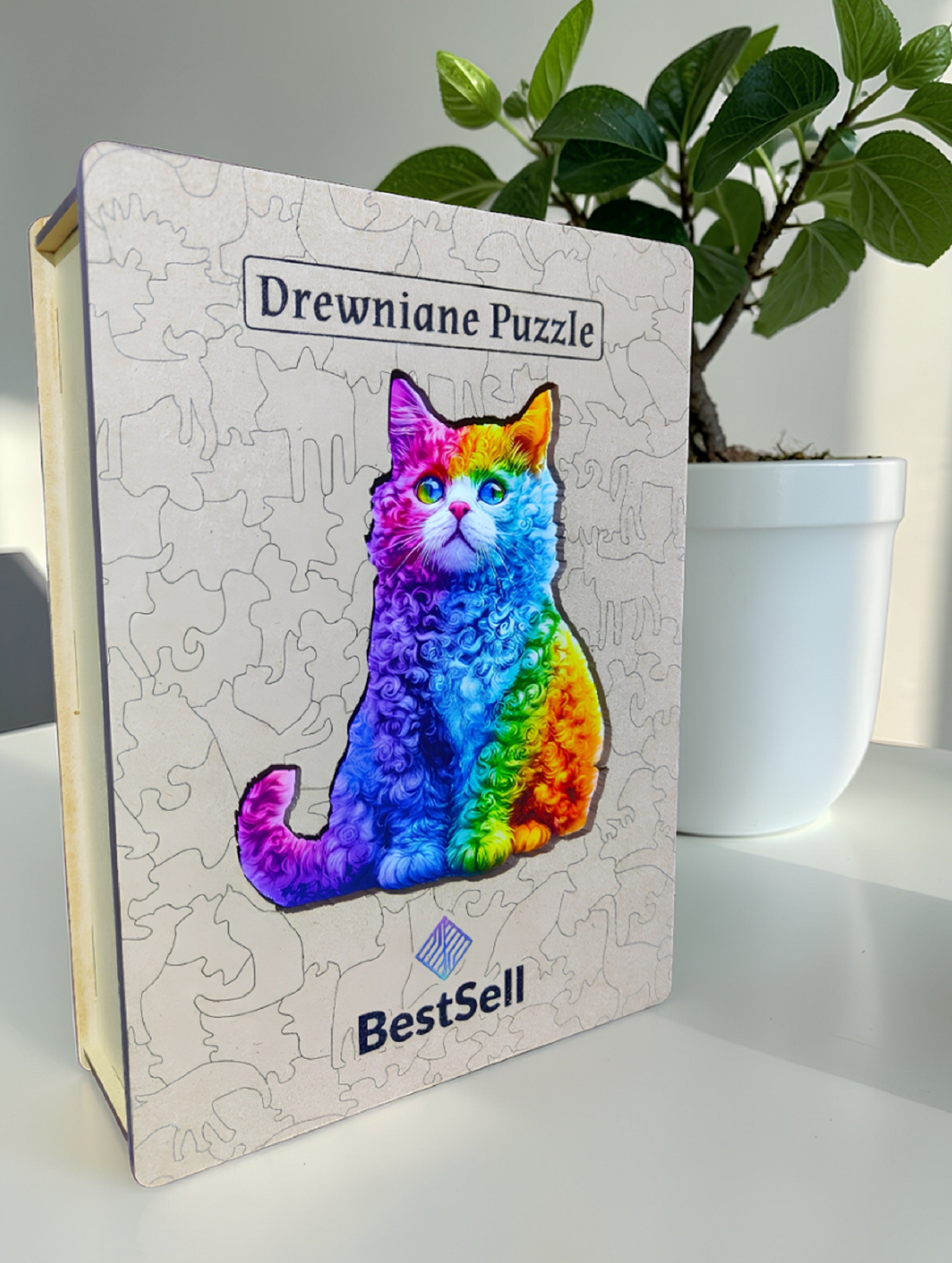 Puzzle Drewniane Tęczowy Kot