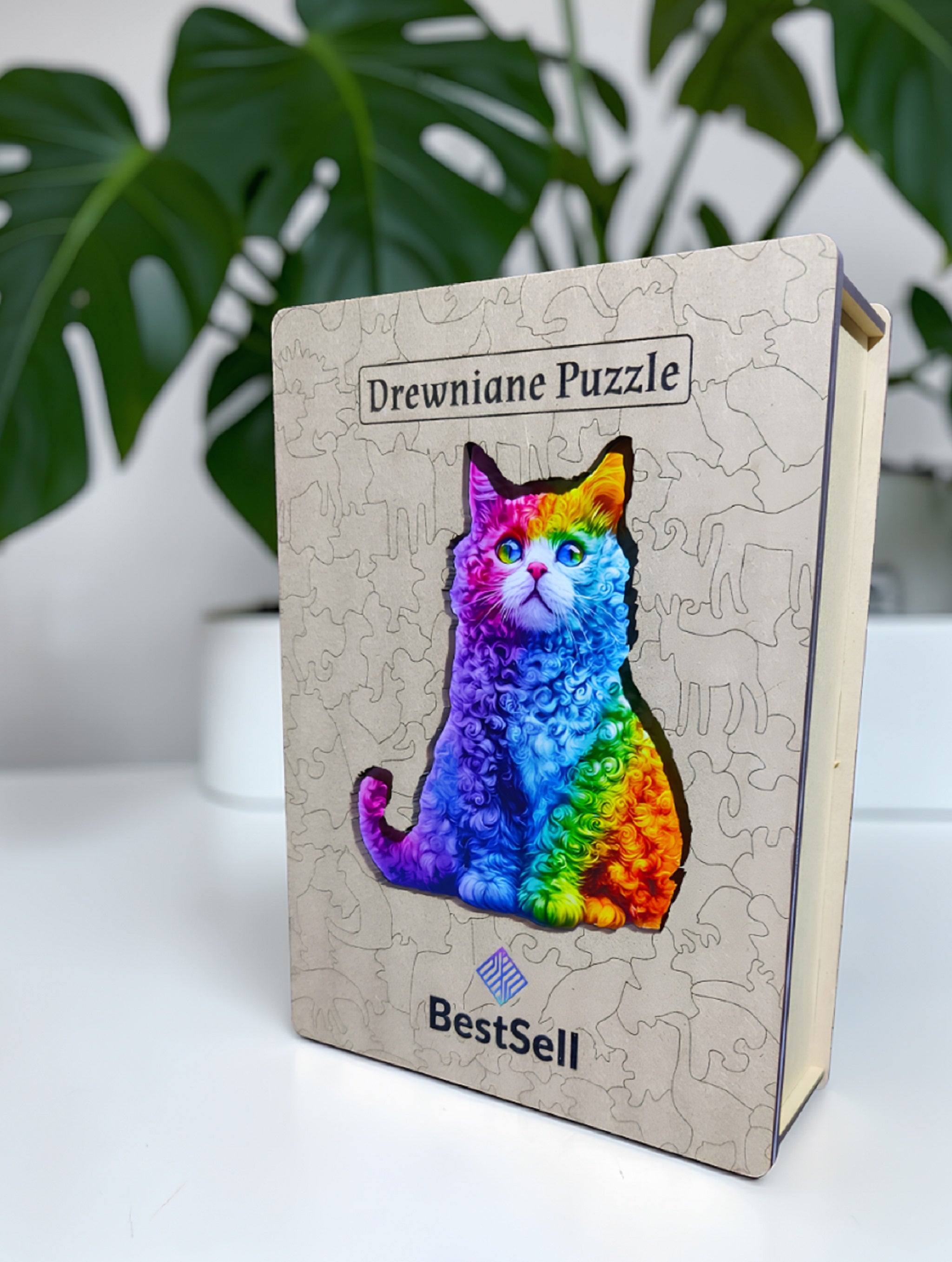 Puzzle Drewniane Tęczowy Kot
