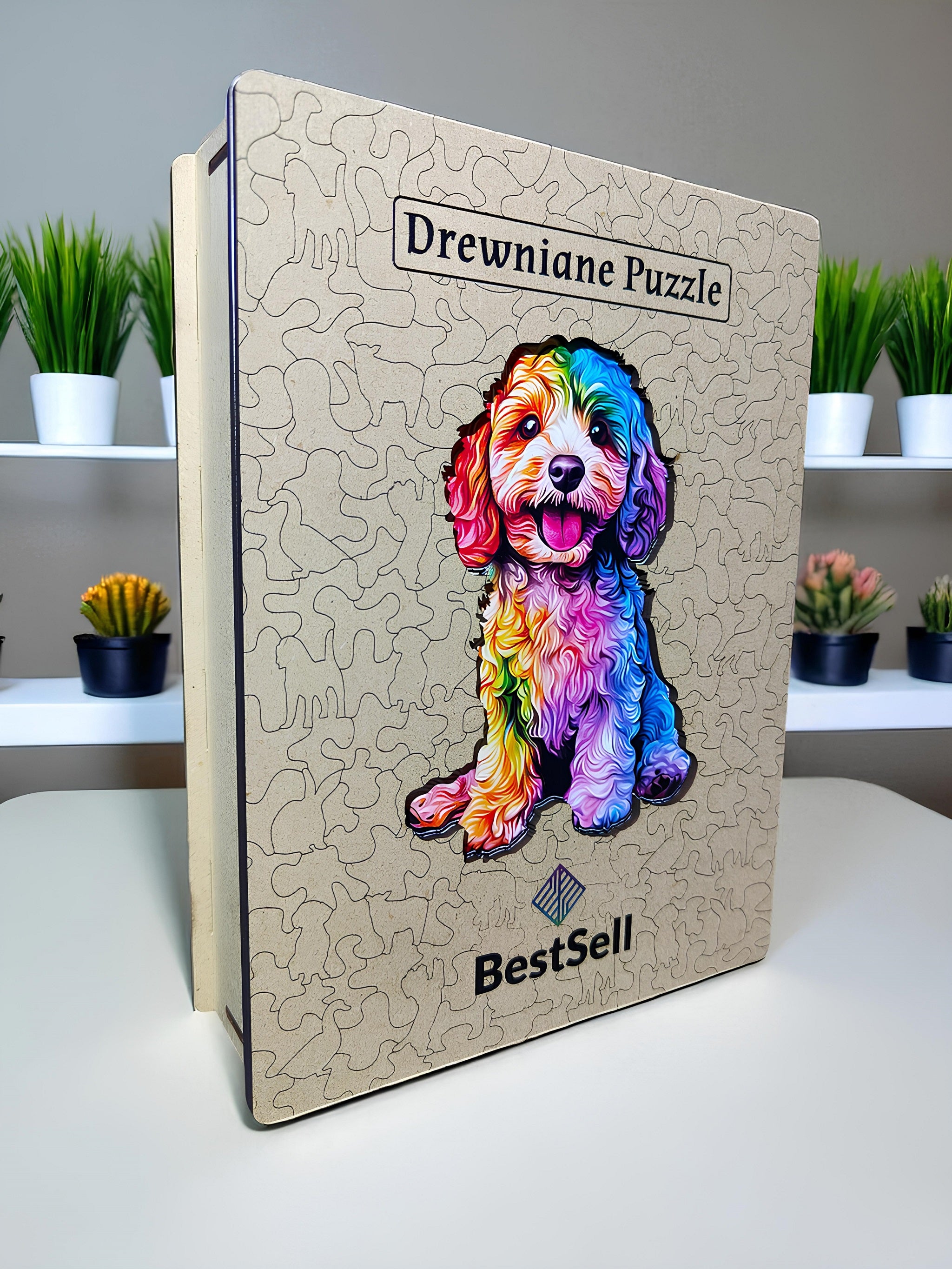 Puzzle Drewniane Kolorowy Pies