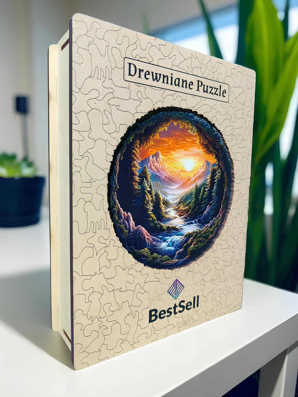 PUZZLE DREWNIANE KRAJOBRAZ - LAS, GÓRY, STRUMIEŃ, UKŁADANKA ZWIERZĘTA DLA DZIECI I DOROSŁYCH + DREWNIANE PUDEŁKO