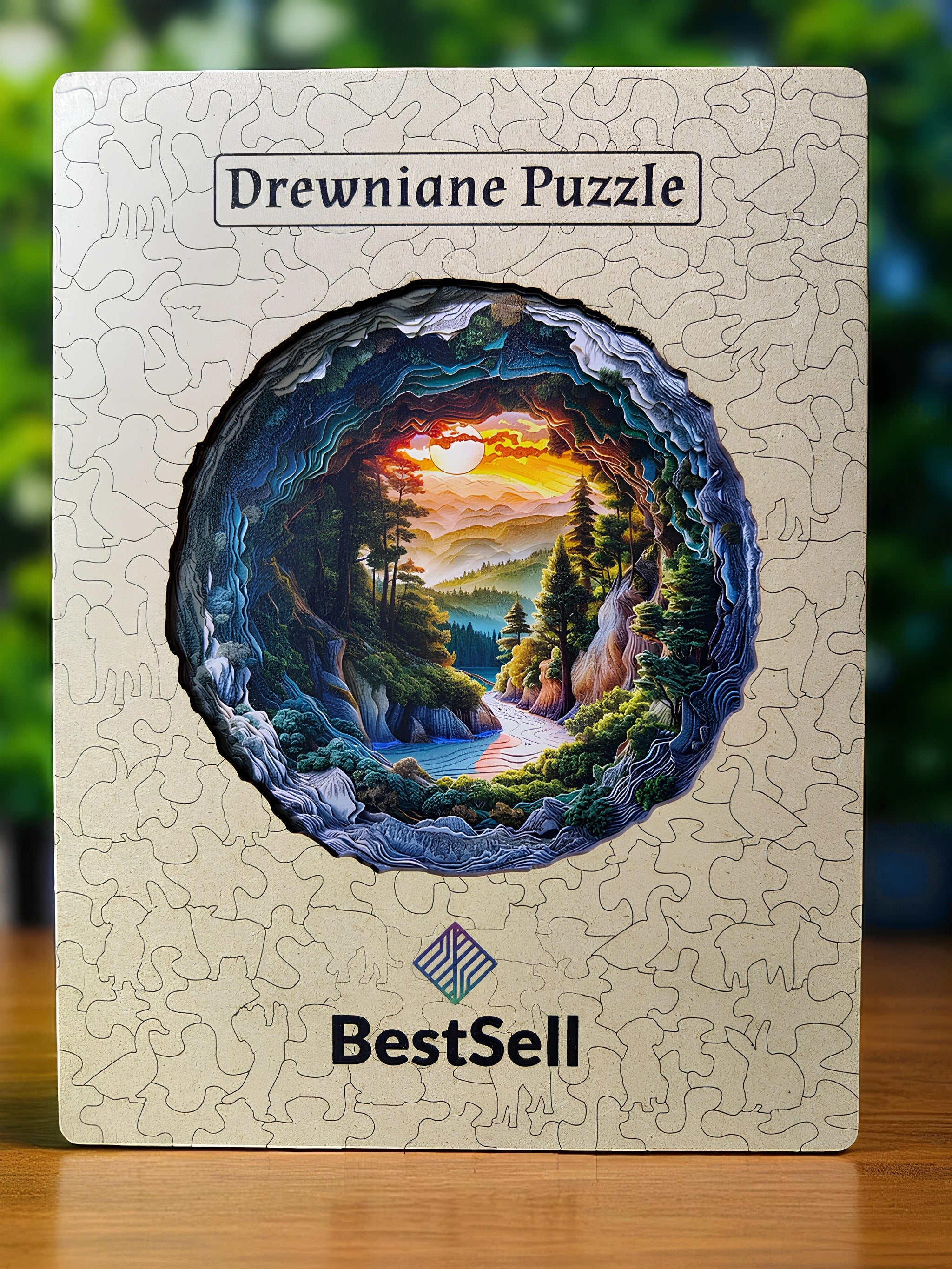 Puzzle Drewniane Krajobraz o Zachodzie Słońca