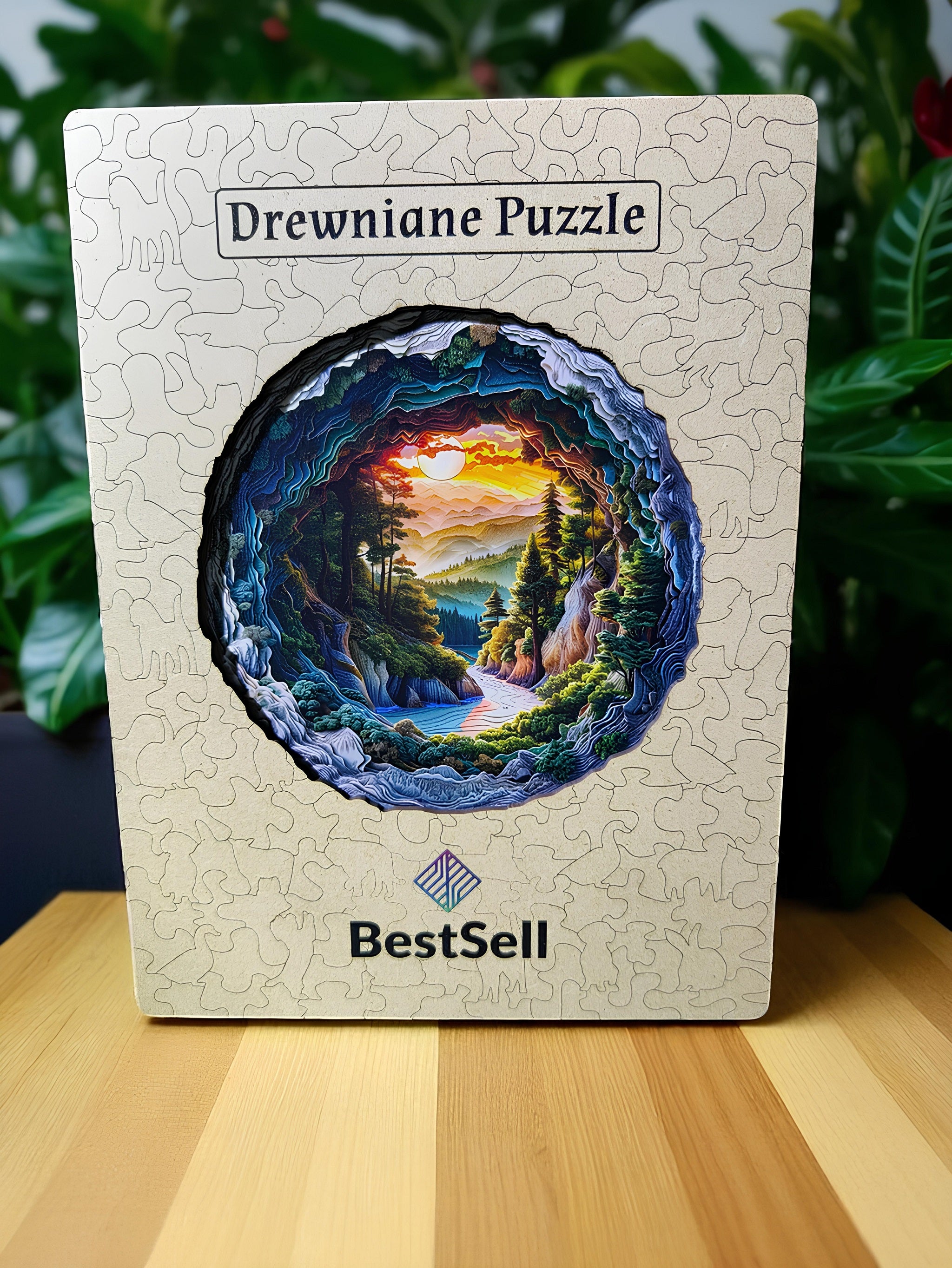 Puzzle Drewniane Krajobraz o Zachodzie Słońca