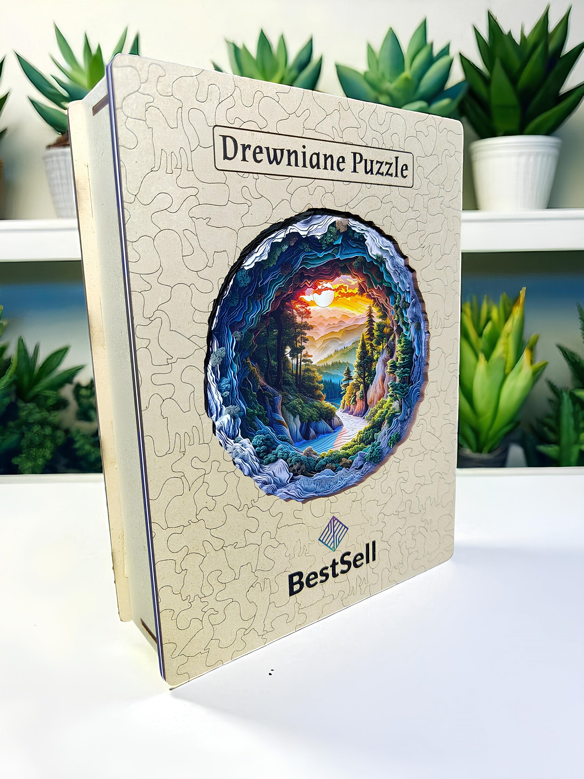 Puzzle Drewniane Krajobraz o Zachodzie Słońca