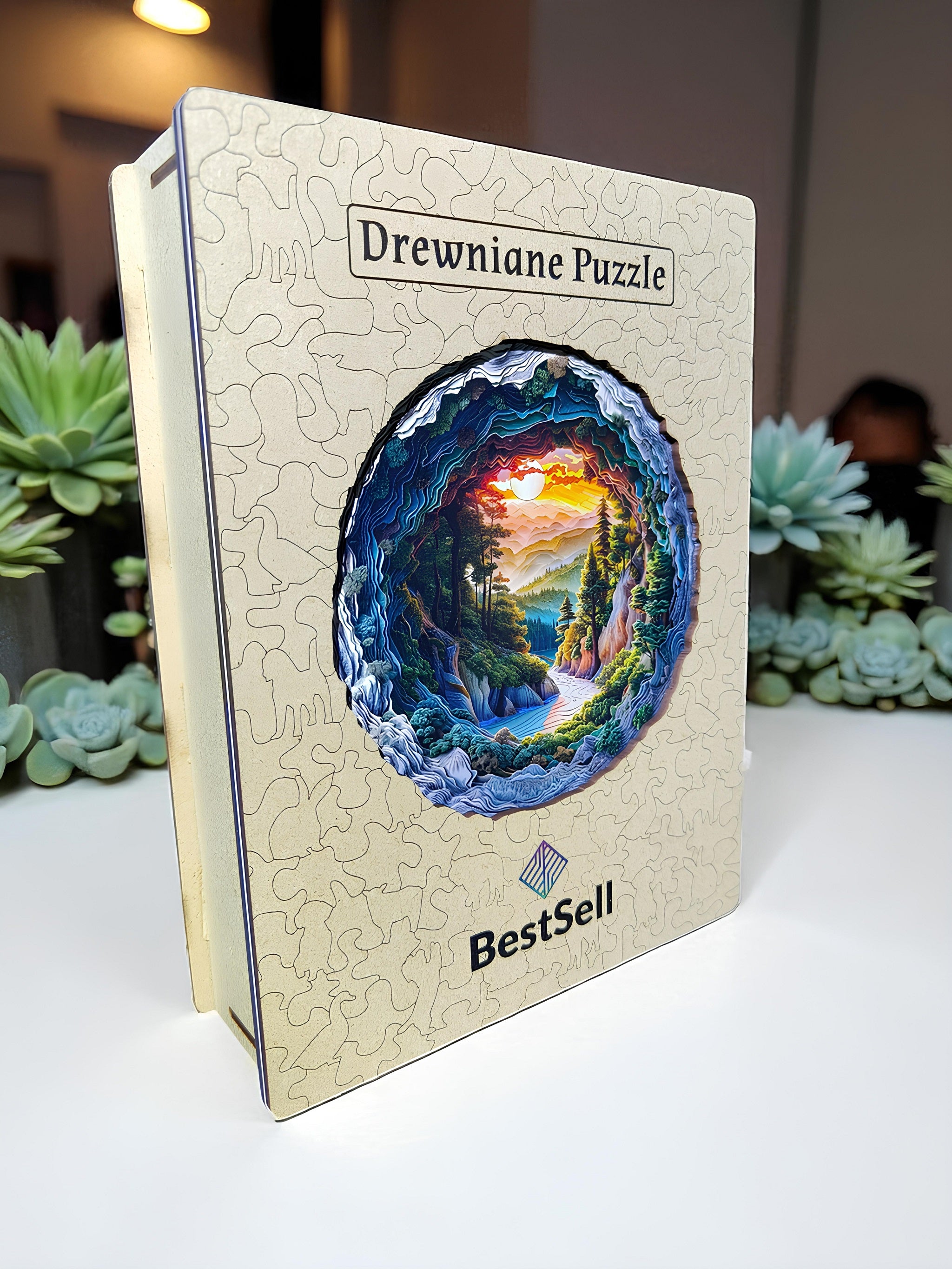 Puzzle Drewniane Krajobraz o Zachodzie Słońca