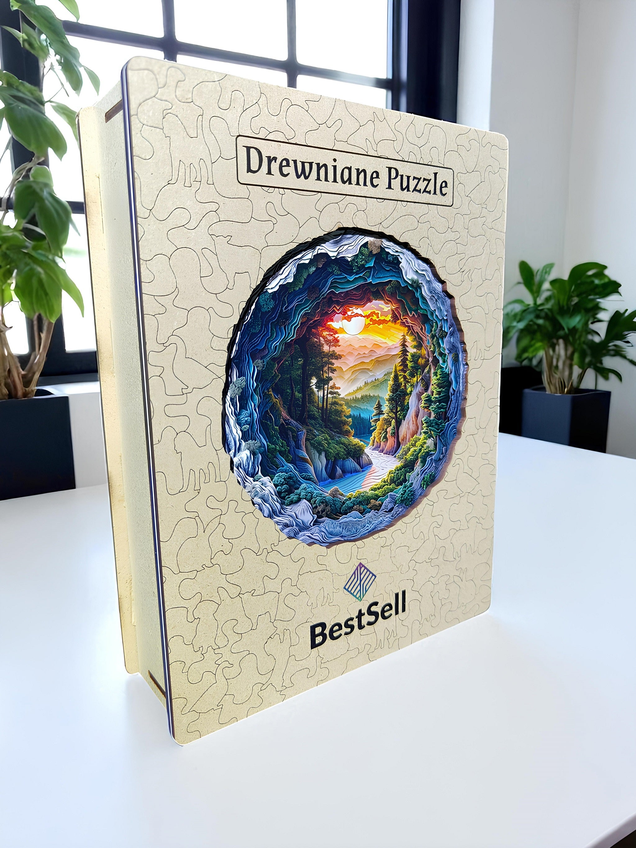 Puzzle Drewniane Krajobraz o Zachodzie Słońca