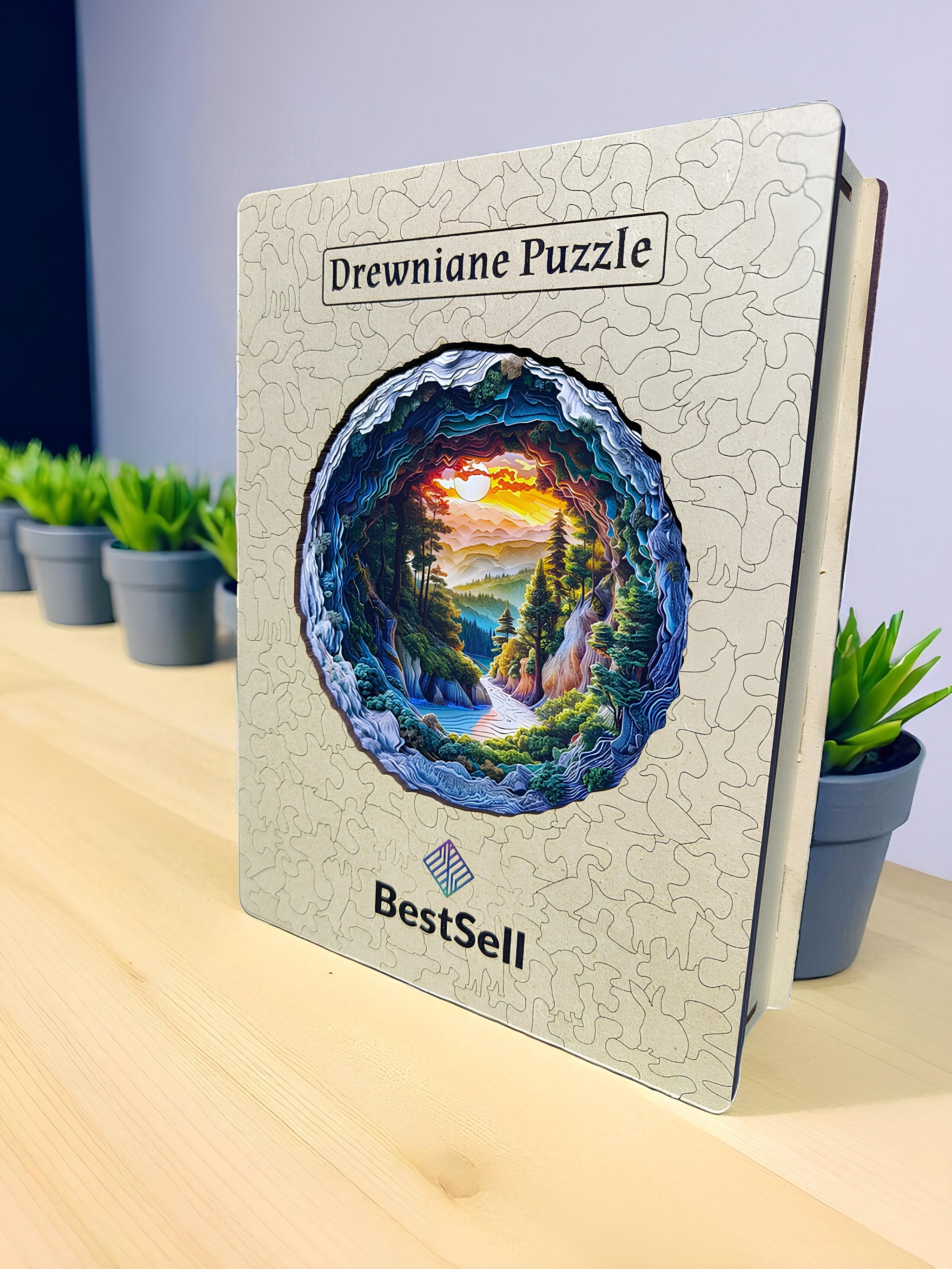 Puzzle Drewniane Krajobraz o Zachodzie Słońca