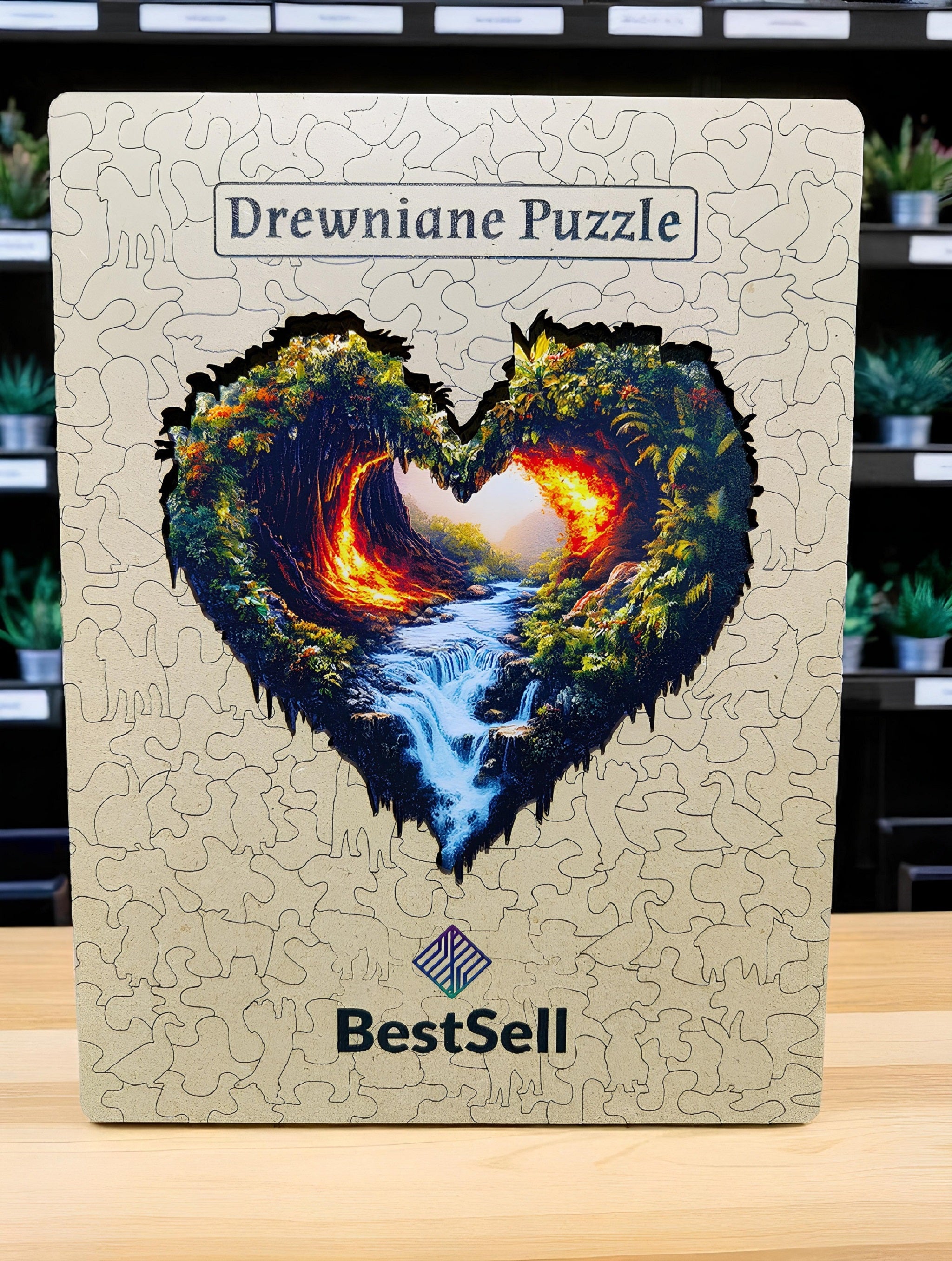 Puzzle Drewniane Serce Krajobraz